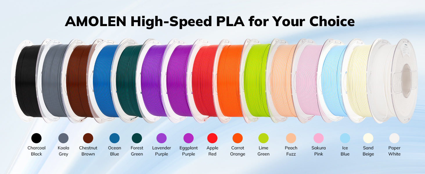 Amolen High-Speed PLA filament in multiple colors for 3D printing, 1.75mm, high speed