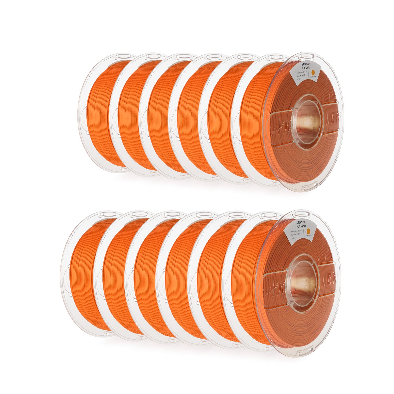 Amolen PLA Matte filament in Sunny Orange 12-pack for 3D printing. Bulk PLA filament for makers, professionals.