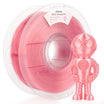 Amolen PETG Transparent pink filament spool with a 3D-printed robot figurine, ideal for 3D printing projects.