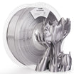 Amolen PLA Silk Basic Mercury Silver filament with 3D printed sculpture, shiny finish.