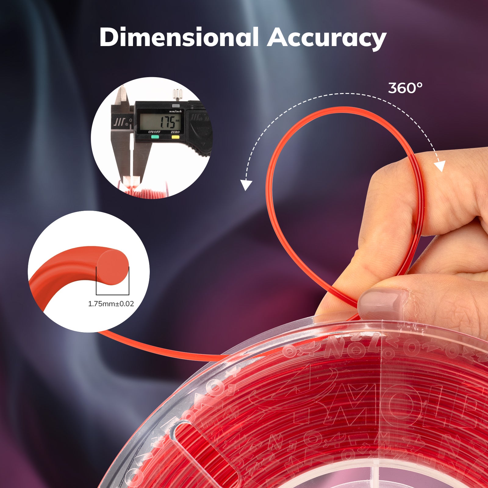 Amolen PETG filament dimensional accuracy, red 1.75mm ±0.02 for 3D printing projects