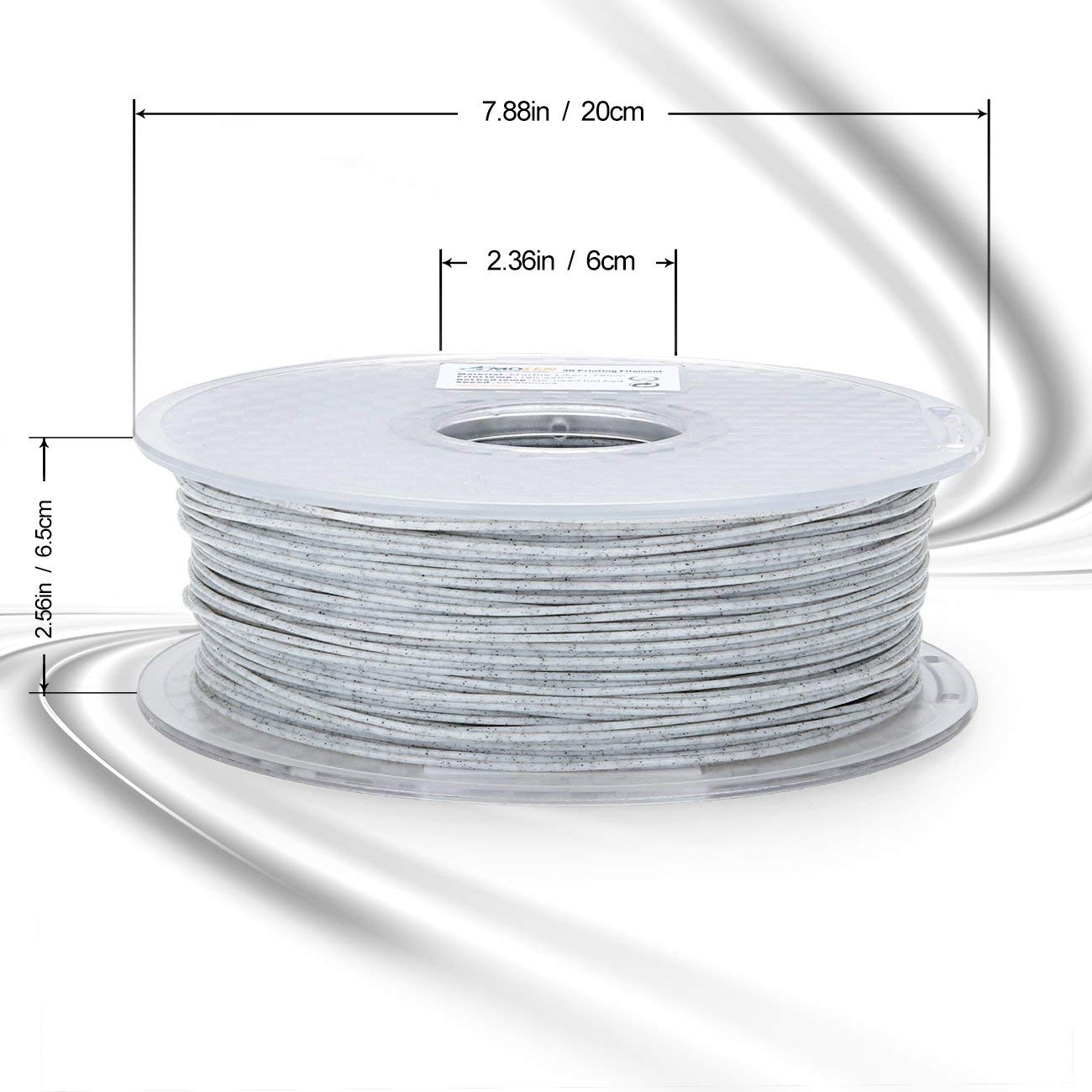 Amolen PLA Marble 1.75mm filament spool, grey marble texture, ideal for 3D printing projects.