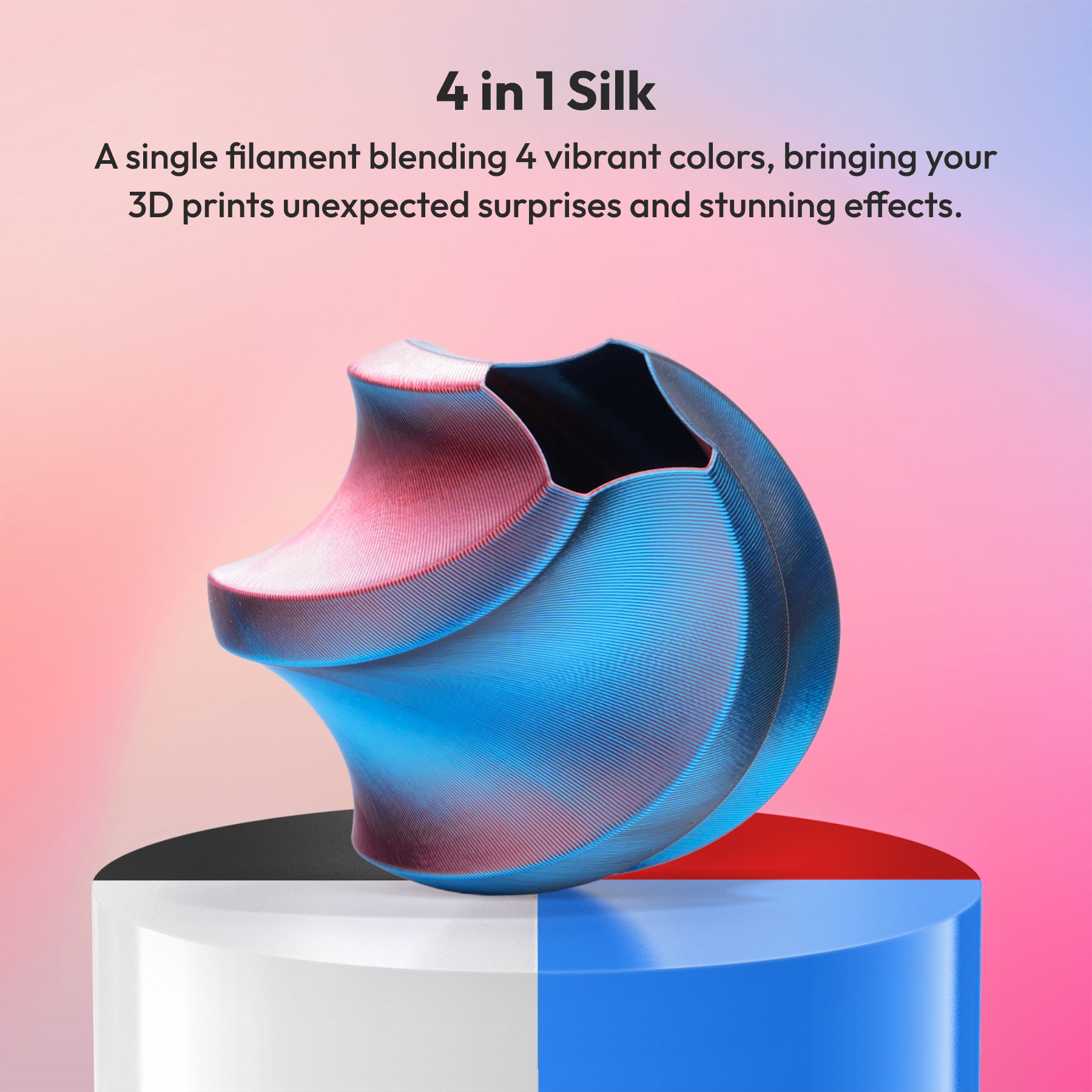 PLA Silk Quad Color 1.75mm, 1KG/2.2LB