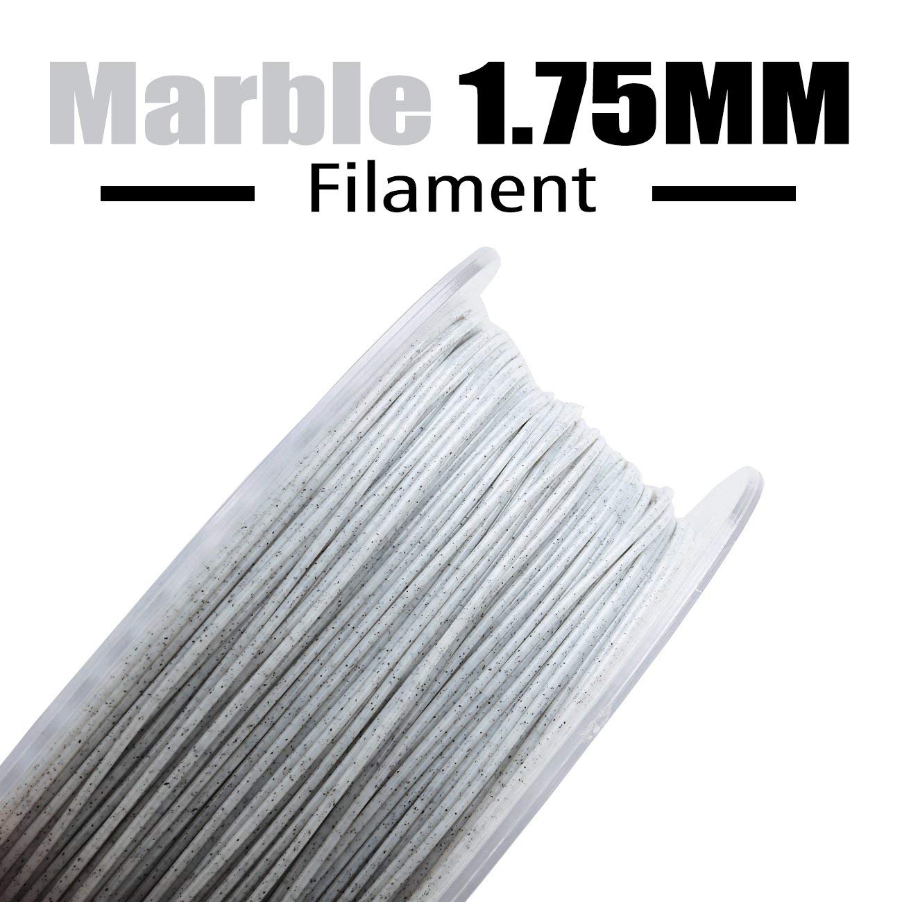 Amolen PLA Marble 1.75mm filament spool with grey marble texture, ideal for 3D printing projects.
