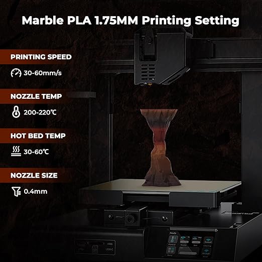 Amolen Marble PLA printing settings, sample vase, 3D printing, nozzle temp, bed temp, PLA filament