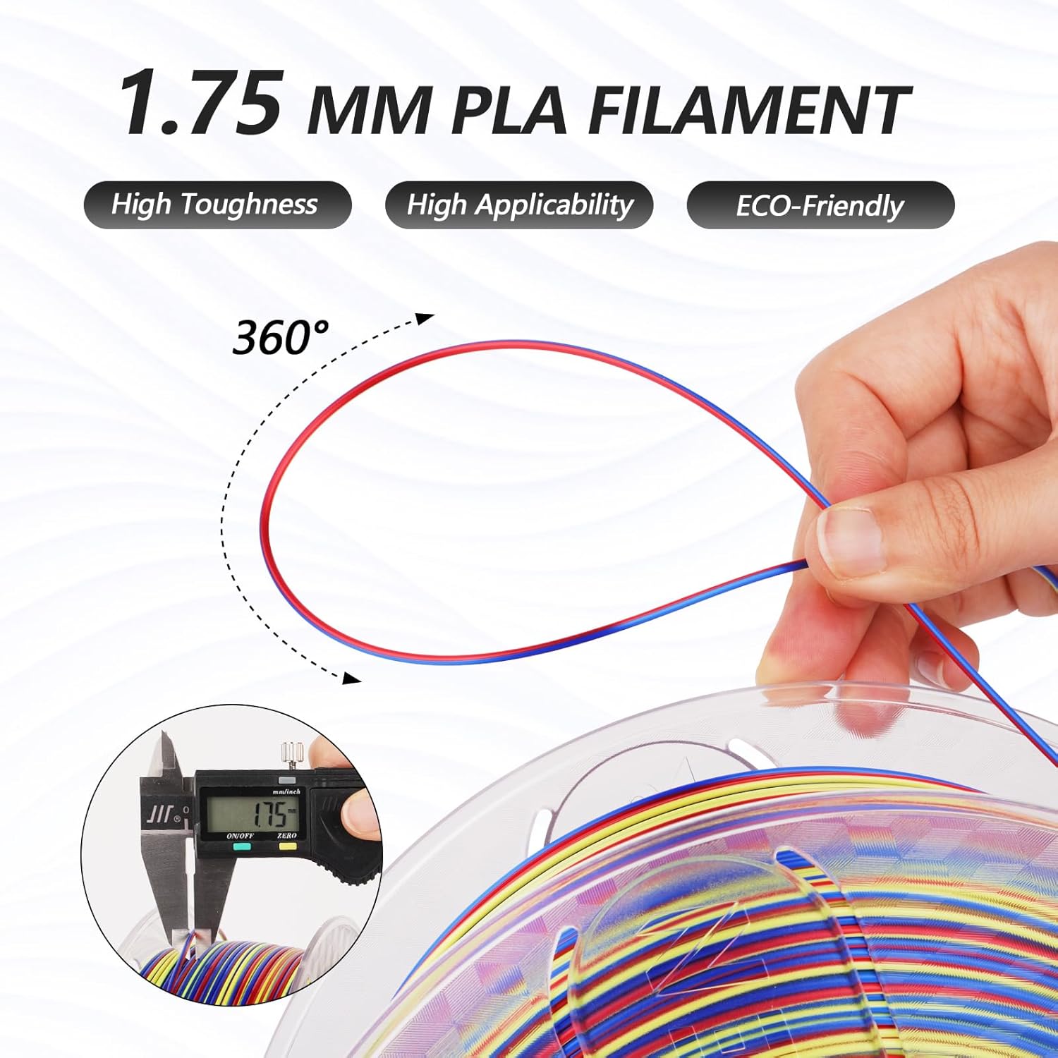 Amolen 1.75mm PLA Filament, High Toughness, High Applicability, and ECO-Friendly multi-color filament
