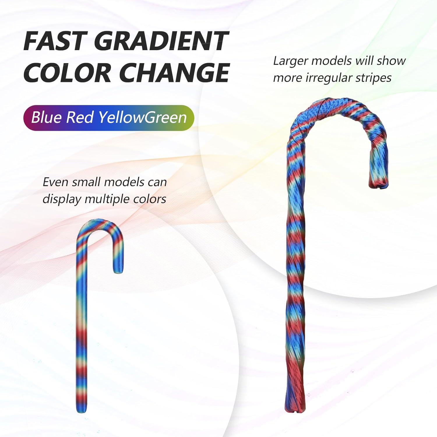 Amolen PLA Silk S-Series filament with fast gradient color change, Blue, Red, Yellow, Green, 3D printing