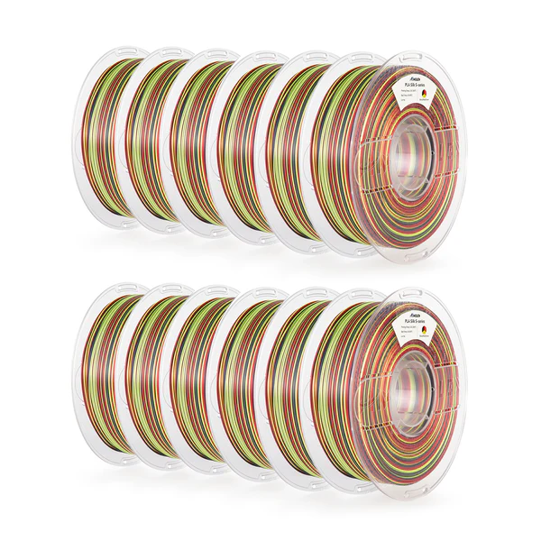 Amolen PLA Silk S-Series 12-Pack Filament, Multi-color spools for 3D printing, 1.75mm diameter