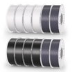 Amolen PLA+ High Speed Filament 1.75mm 12-Pack in White, Black, and Gray
