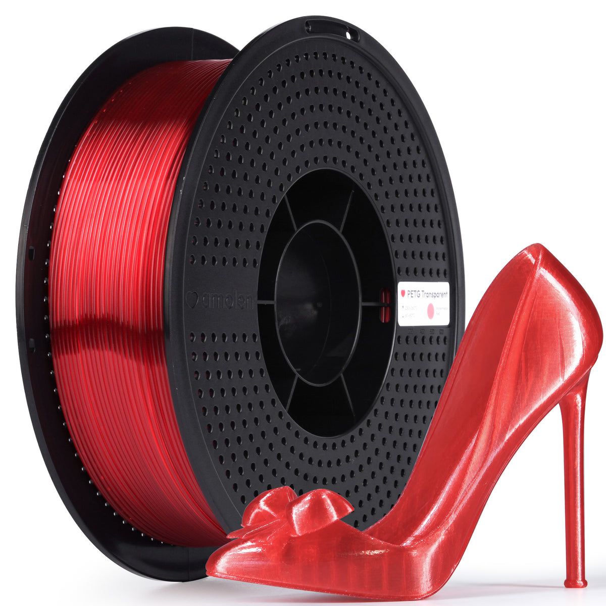 AMOLEN PETG 3D Printer Filament 1.75mm, 1KG Transparent Watermelon Red