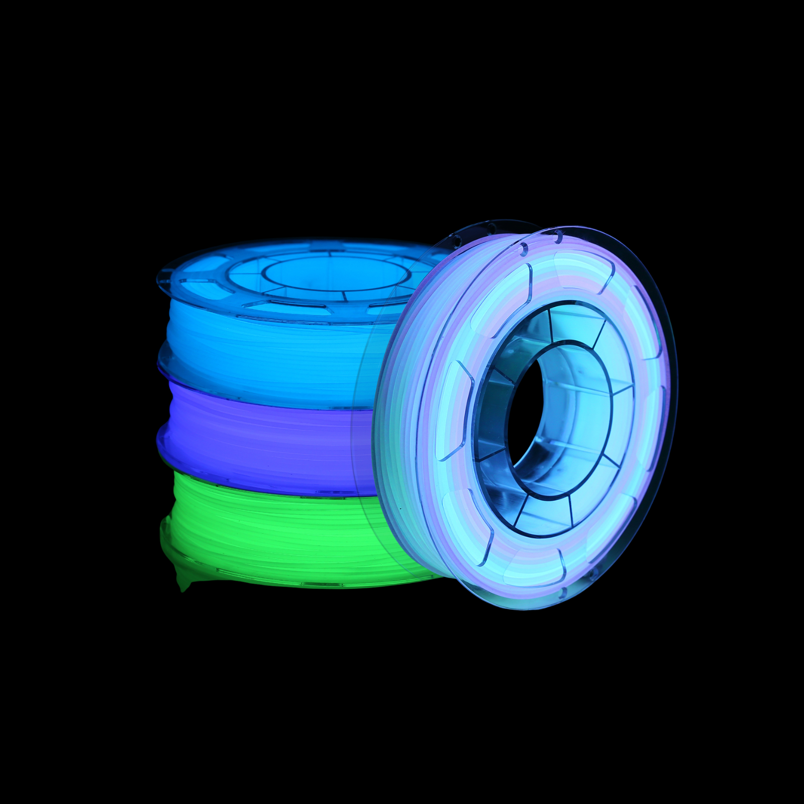 PLA Glow in the Dark filament variety pack, with multi-color glow effect