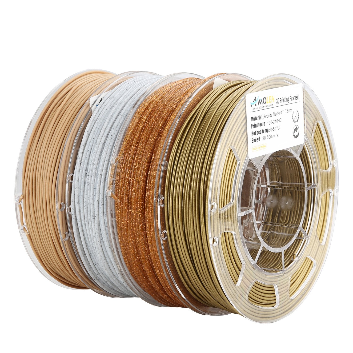 Amolen 1.75mm 3D Printing Filament in Bronze, Gold, and Glitter Colors - 3D Printing Material