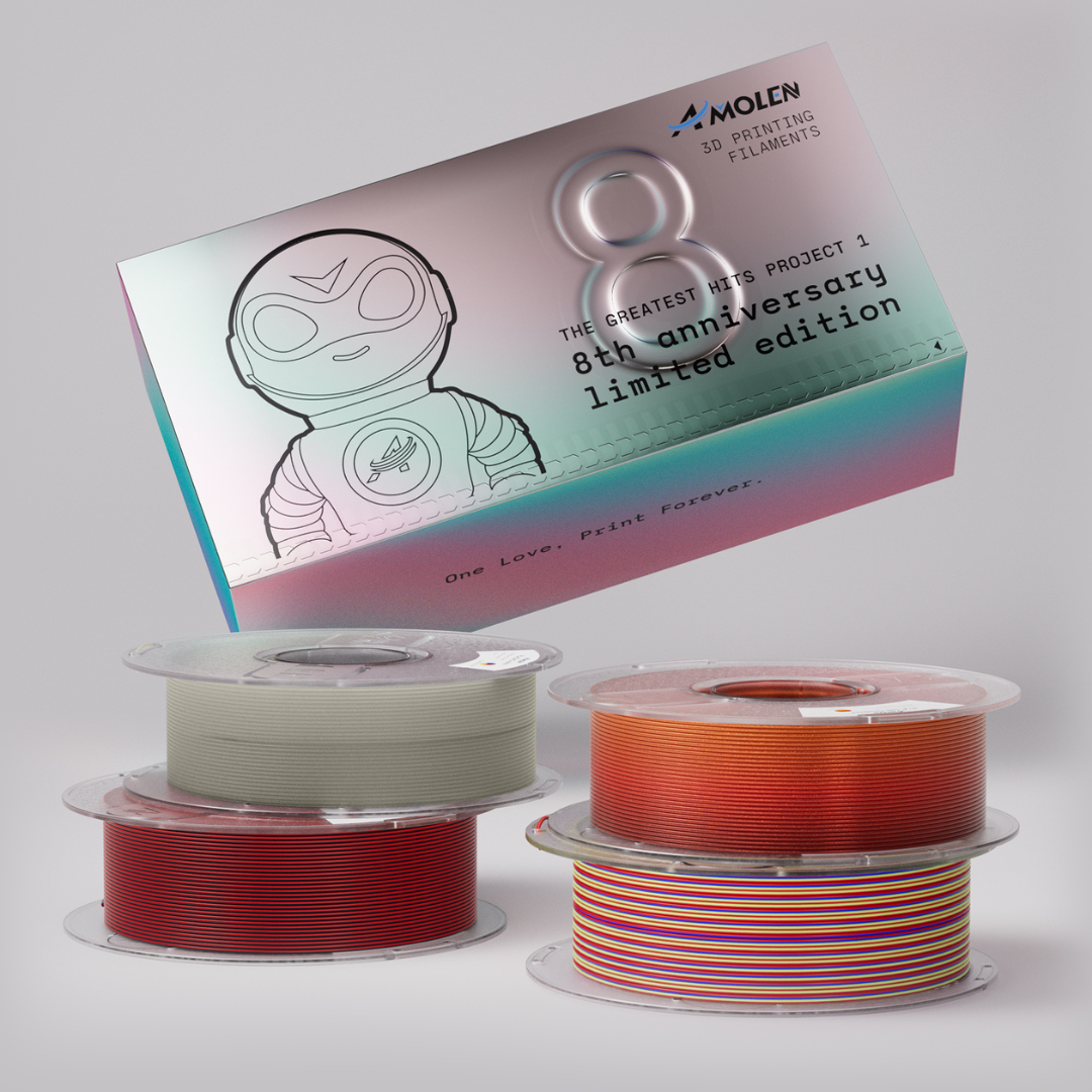 Amolen 8th Anniversary Limited Edition 3D printing PLA filament set with four colors