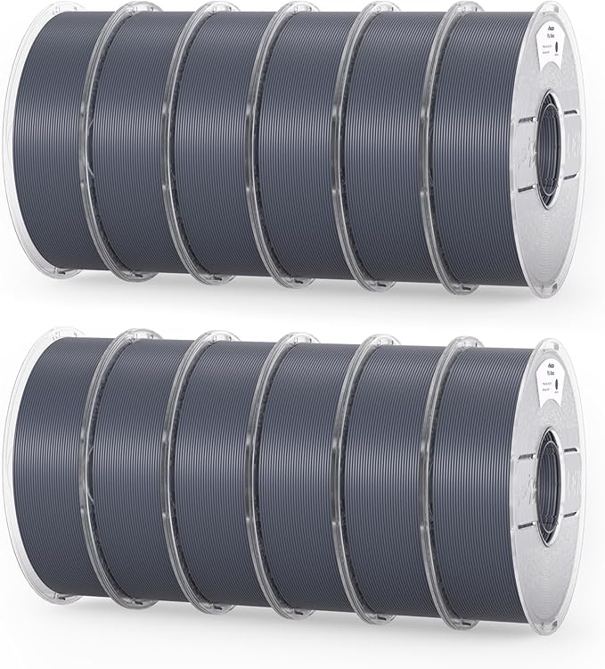 12-Pack of dark gray PLA Basic High Speed 1.75mm filament spools, ideal for 3D printing projects by Amolen