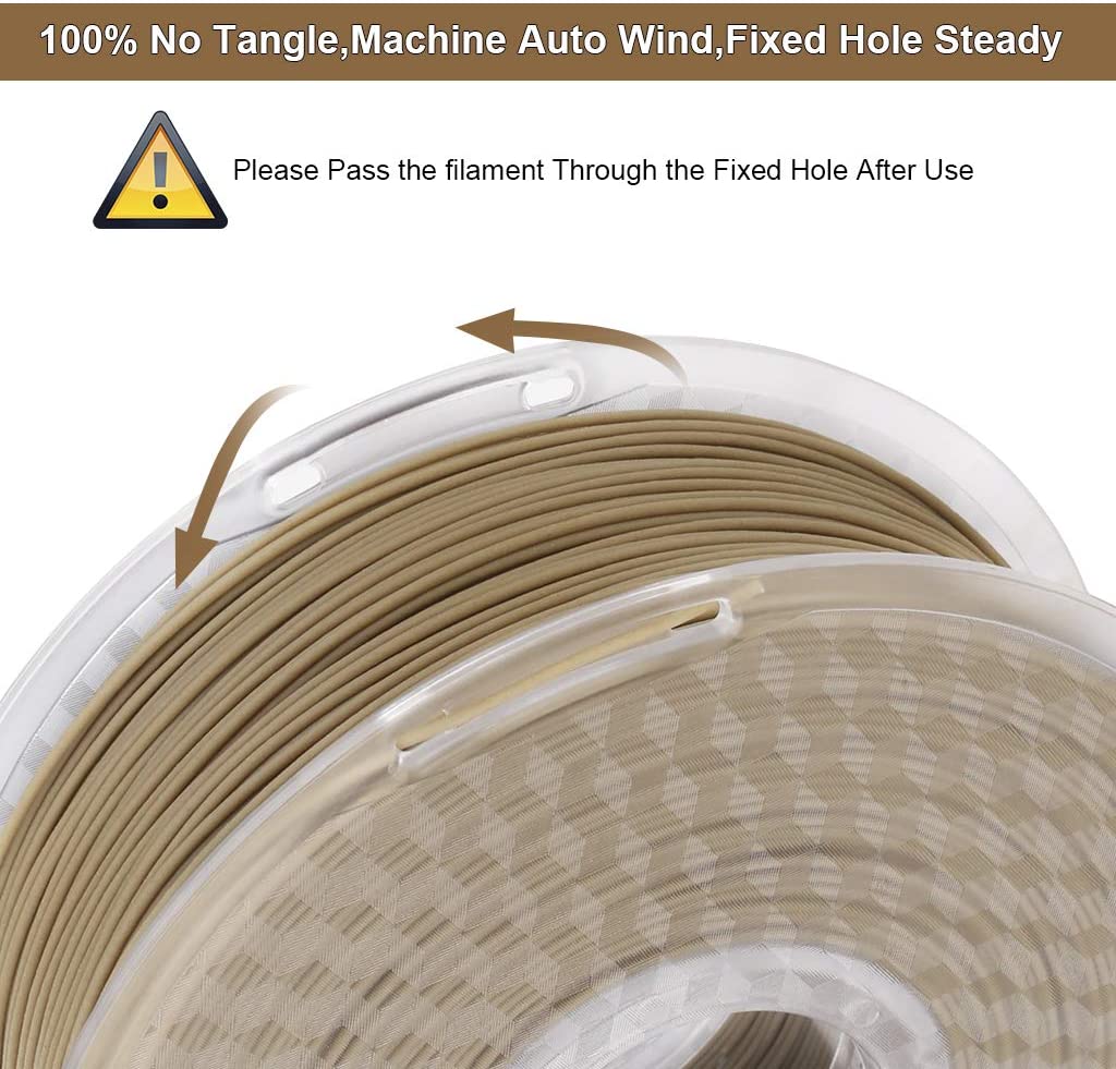 Amolen Wood PLA 1.75mm Filament Spool - No Tangle, Machine Auto Wind, Wood texture filament for 3D printing