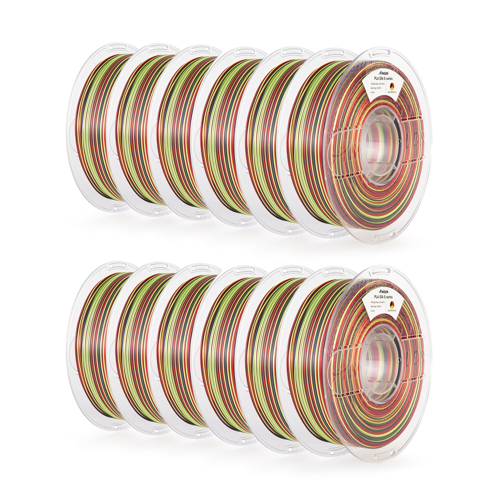 PLA Silk S-Series Filament 1.75 mm, Black Red Yellow Color 12kg