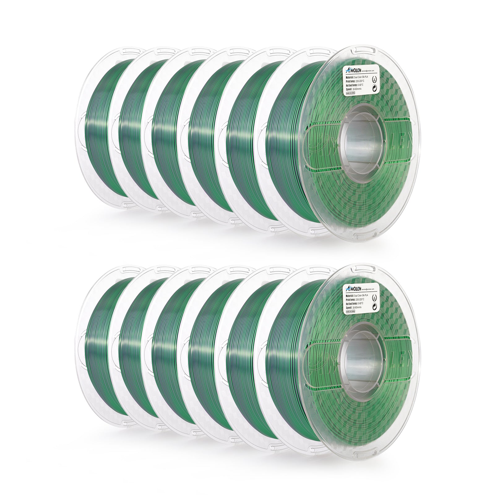 PLA Silk Dual Filament 1.75 mm,Purple Green 12KG