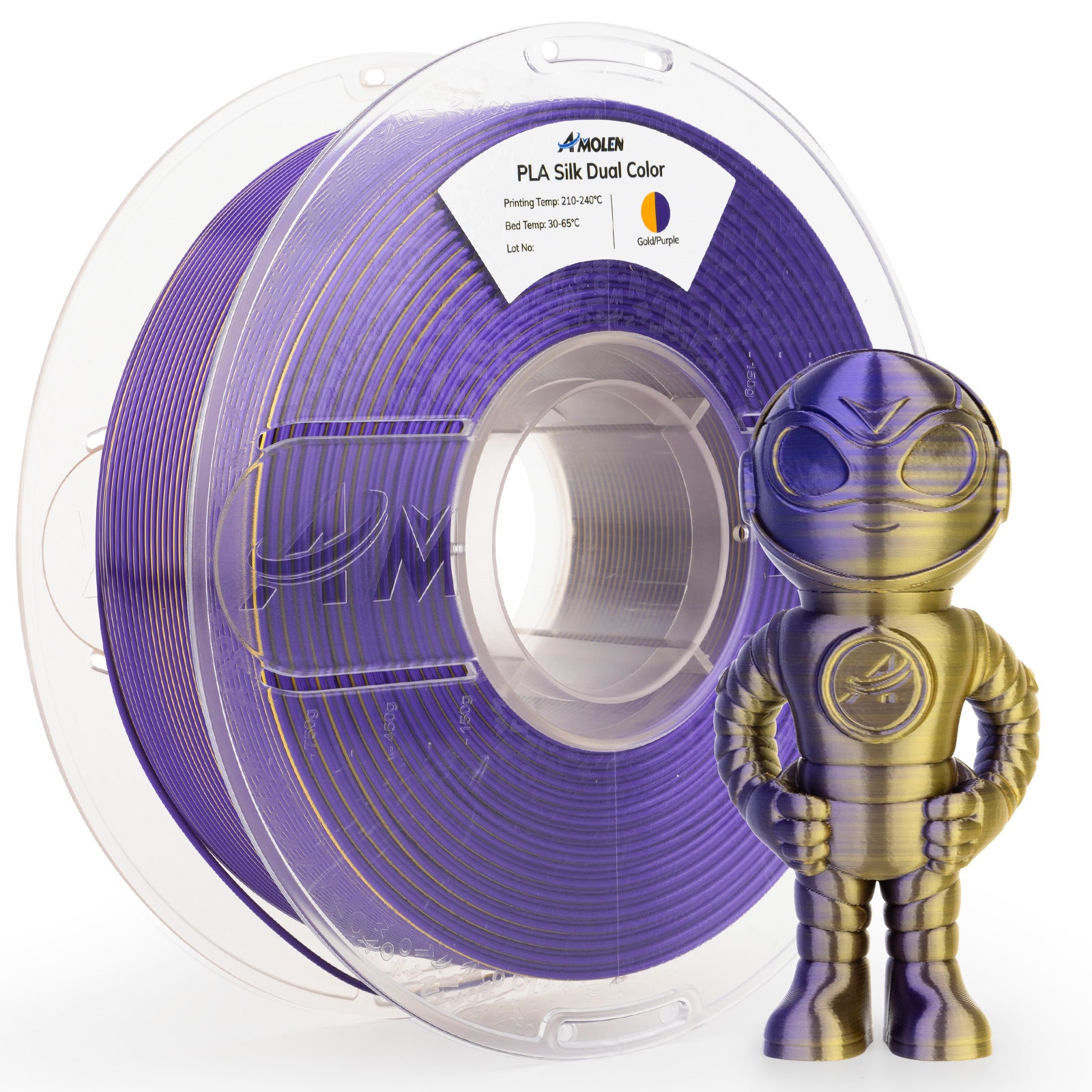 PLA Silk Dual Color Filament 1.75mm, 1KG/2.2LB