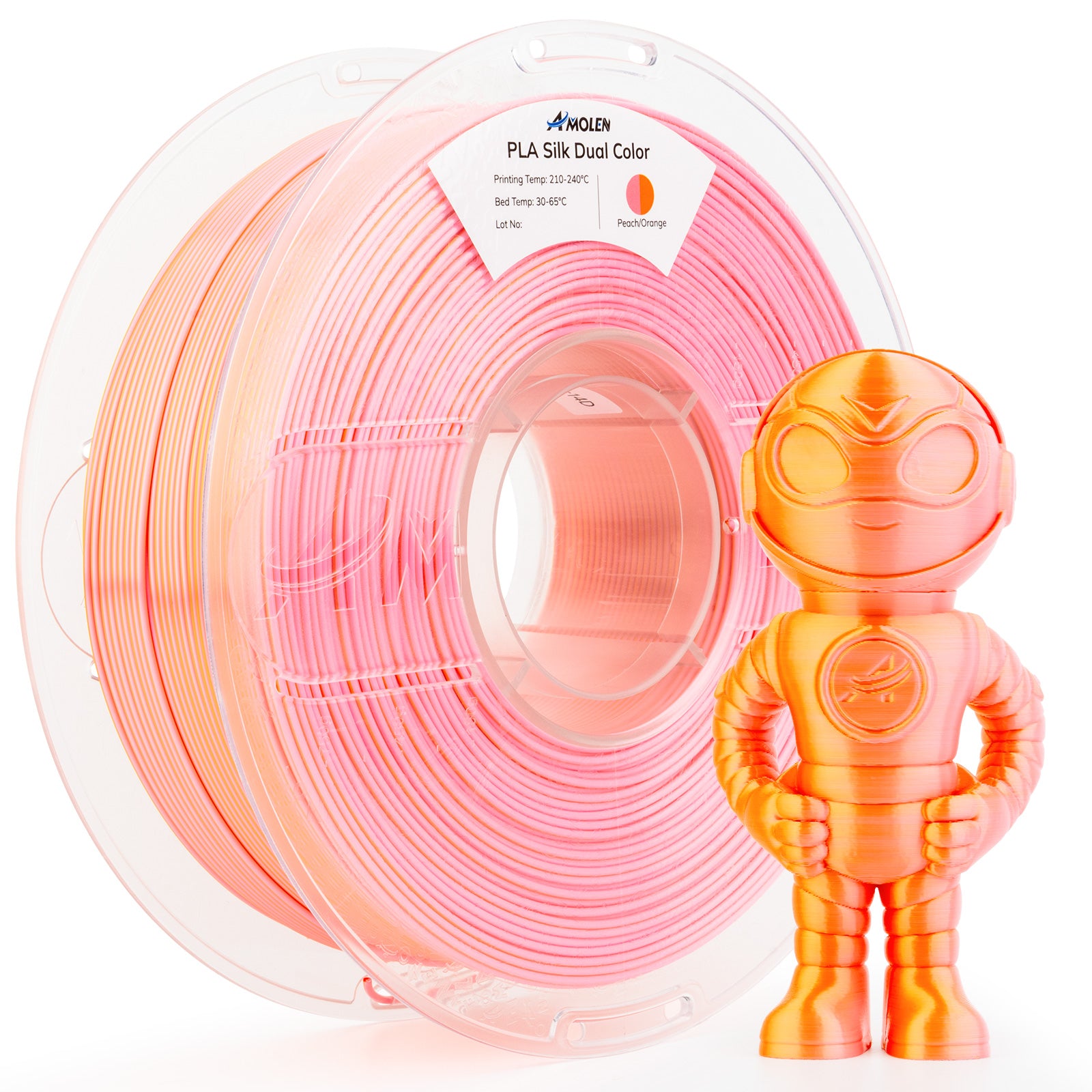 PLA Silk Dual Color Filament 1.75mm, 1KG/2.2LB