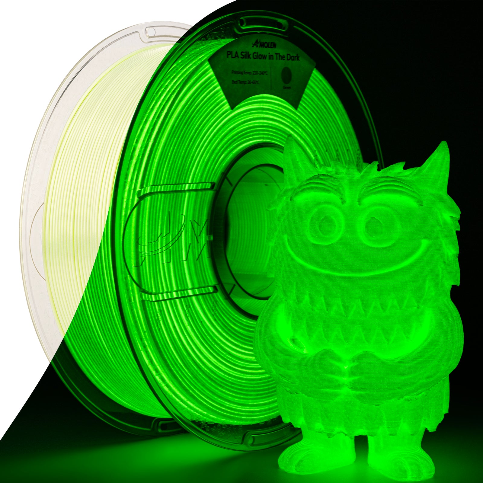 PLA Silk Glow In The Dark 1.75mm, 1KG/2.2LB