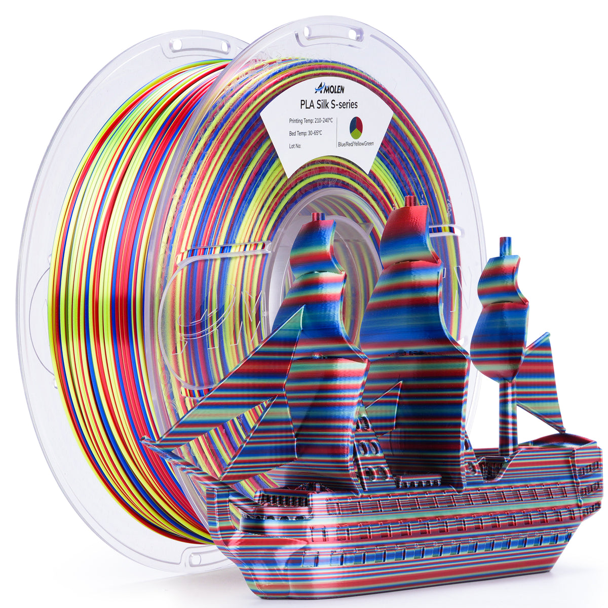 Fast Color Change Silk PLA 1.75mm | Silk Spiral Multicolor Filament