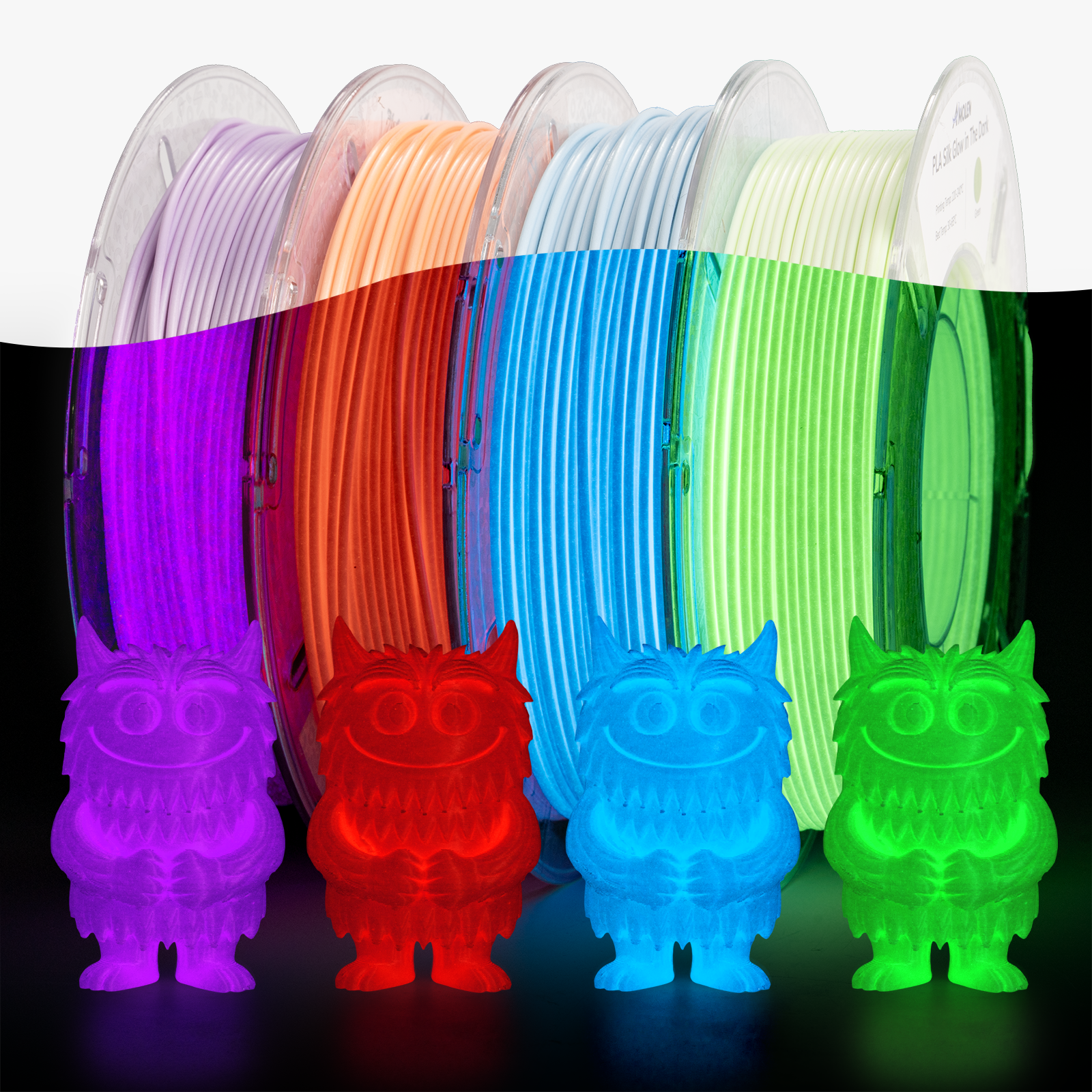 PLA Silk Glow in the Dark Variety Pack (4x200g)