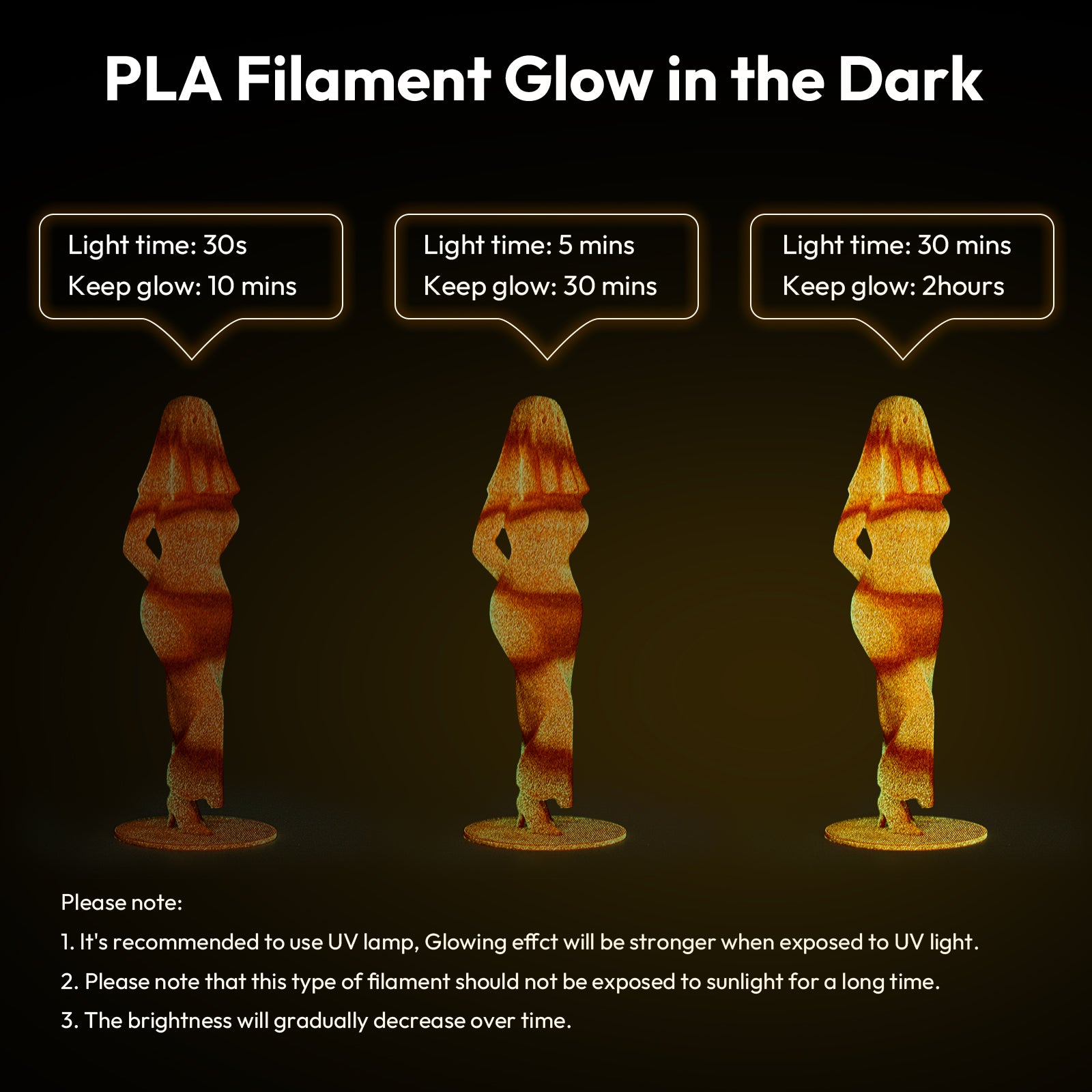 PLA S-Series Glow-in-the-Dark 1.75mm, 1KG/2.2LB
