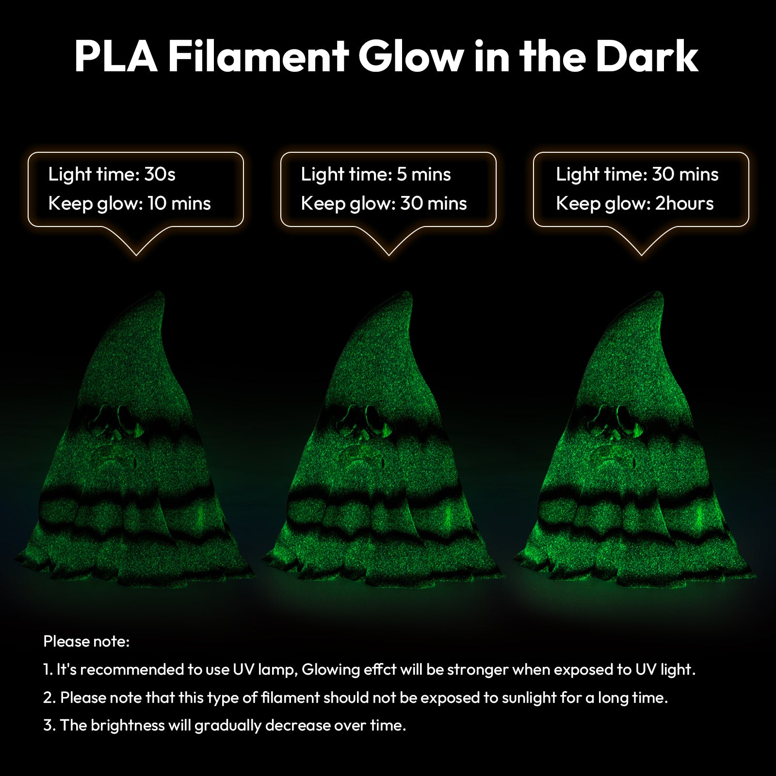 PLA S-Series Glow-in-the-Dark 1.75mm, 1KG/2.2LB