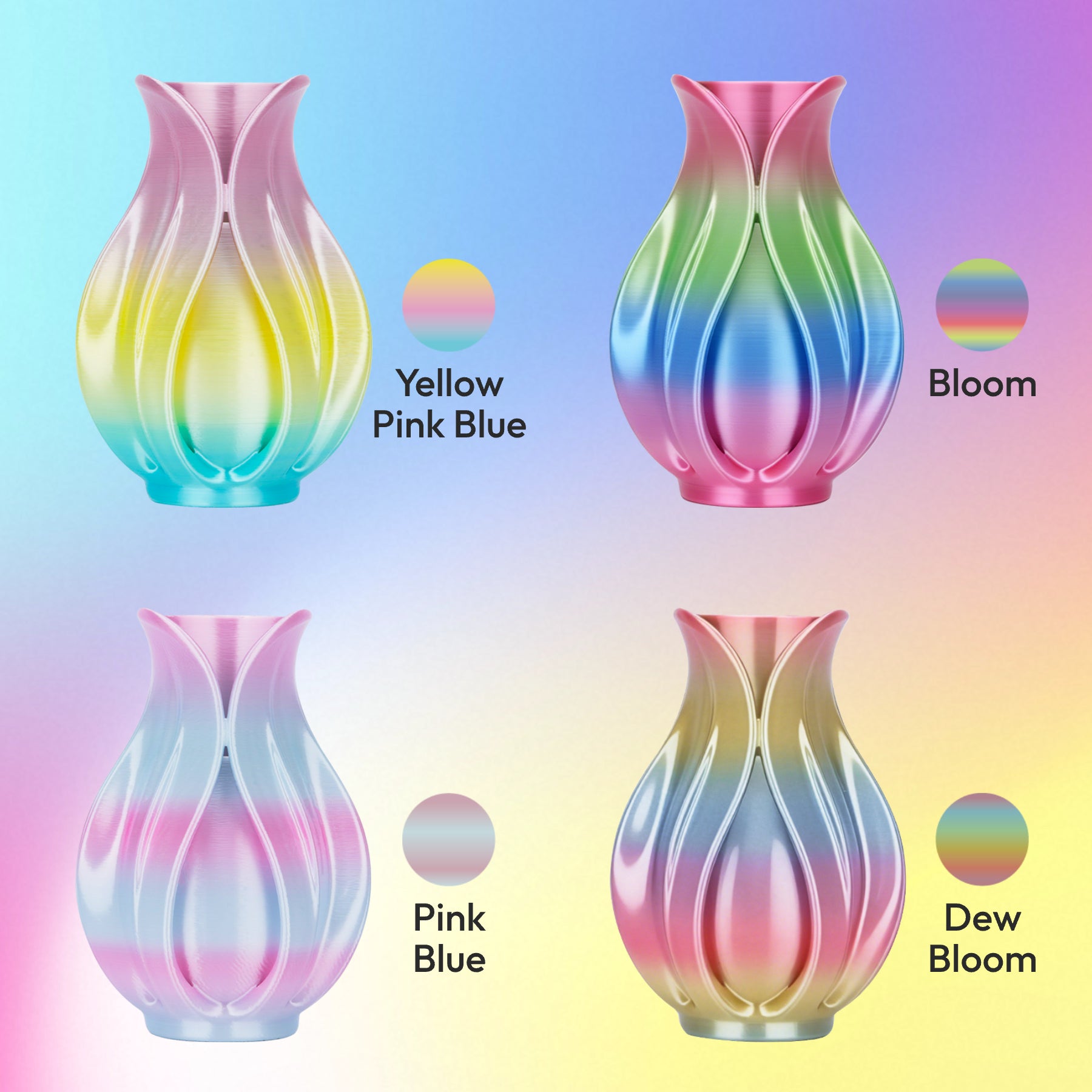PLA Silk Rainbow Pack | 4x200g 1.75MM Multi-Color