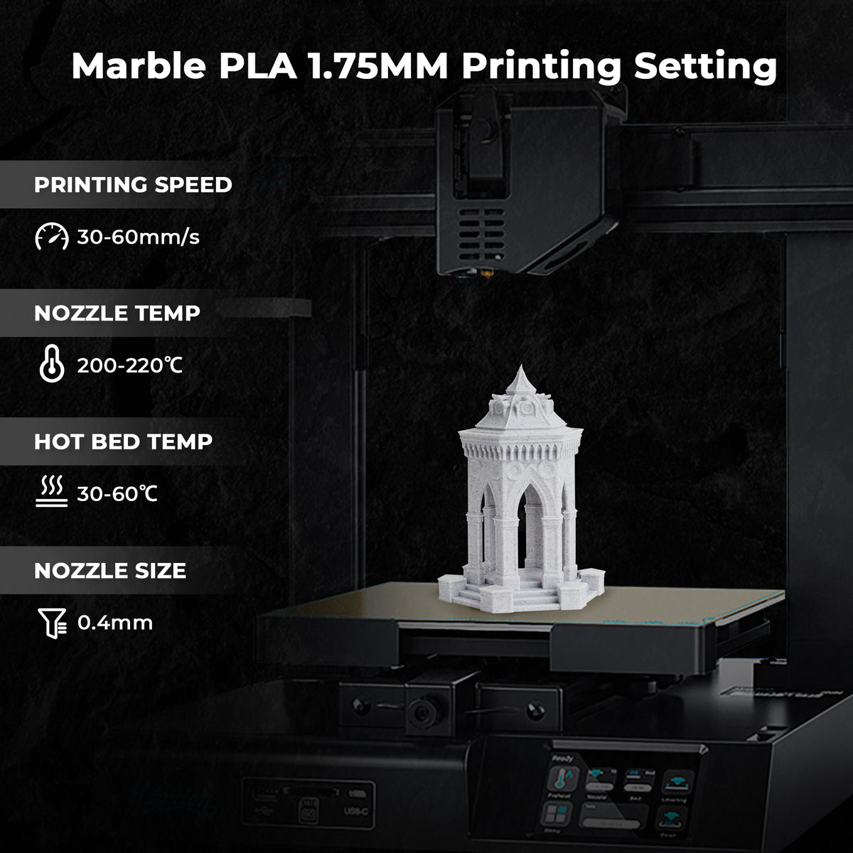 PLA Marble 1.75mm, 1KG/2.2LB