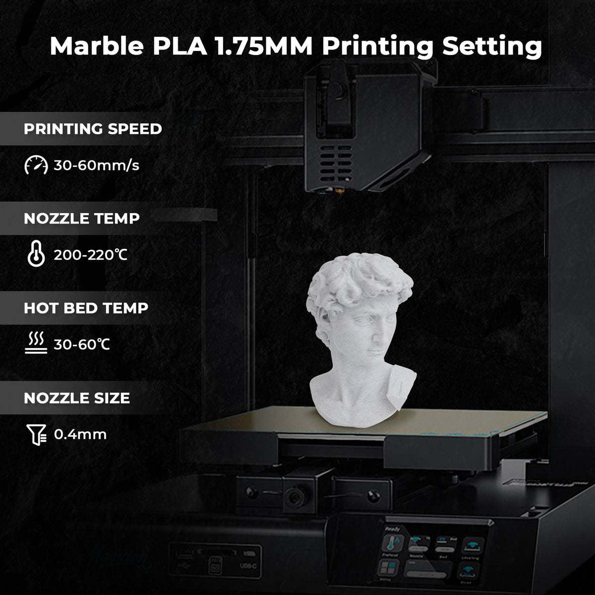 PLA Marble 1.75mm, 1KG/2.2LB