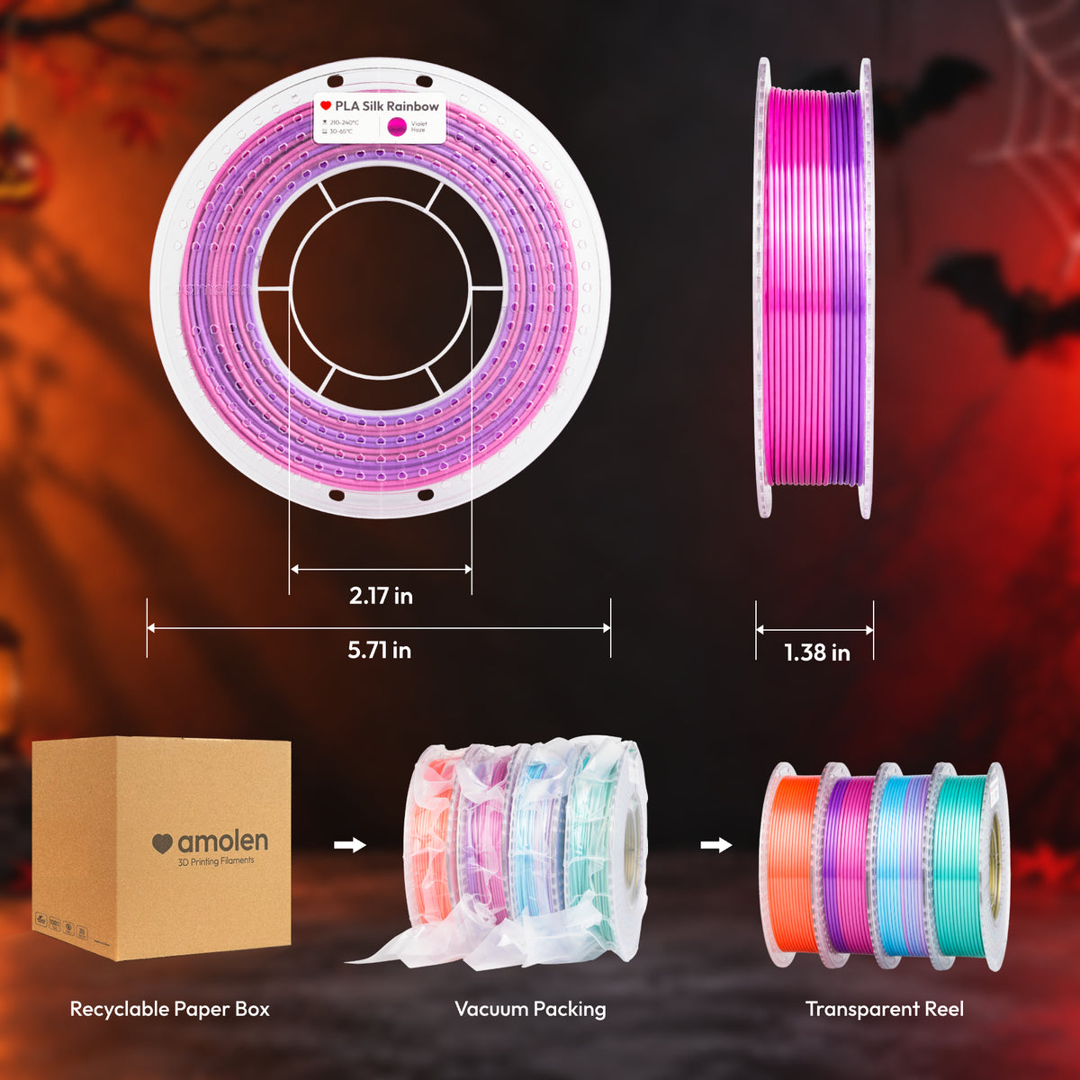 PLA Silk Rainbow Variety Pack (4x200g) - 1.75MM