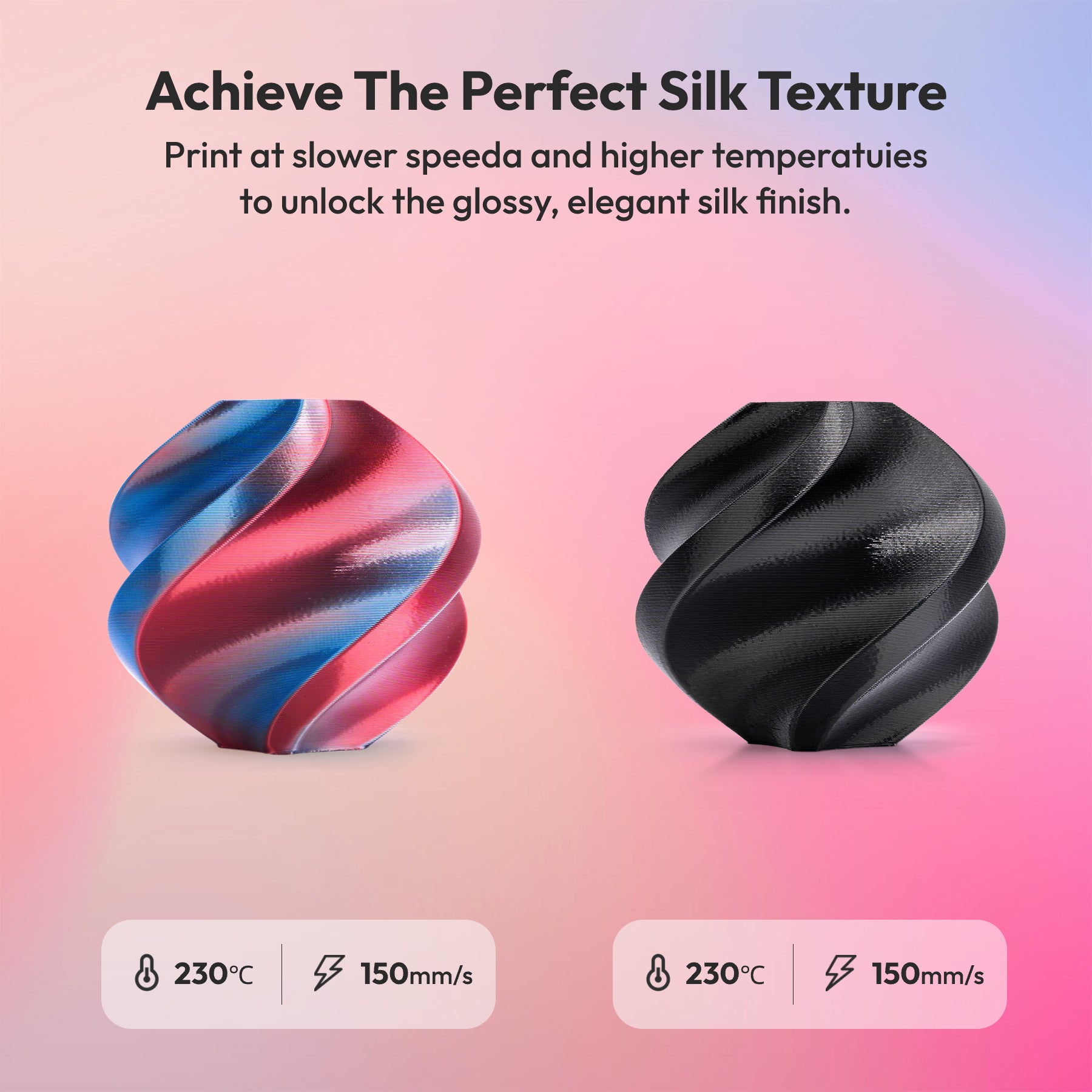 PLA Silk Quad Color 1.75mm, 1KG/2.2LB