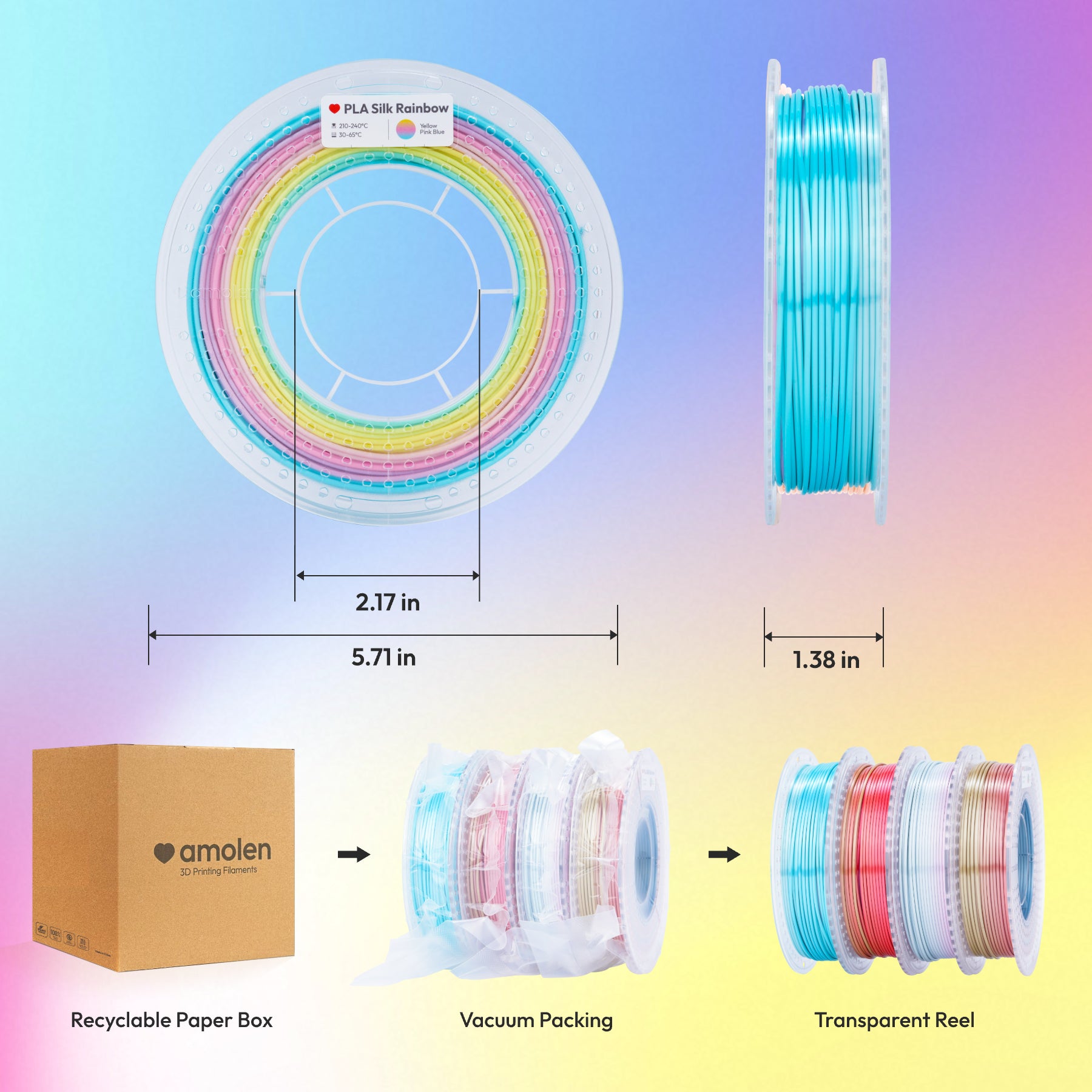 PLA Silk Rainbow Variety Pack (4x200g) - 1.75MM