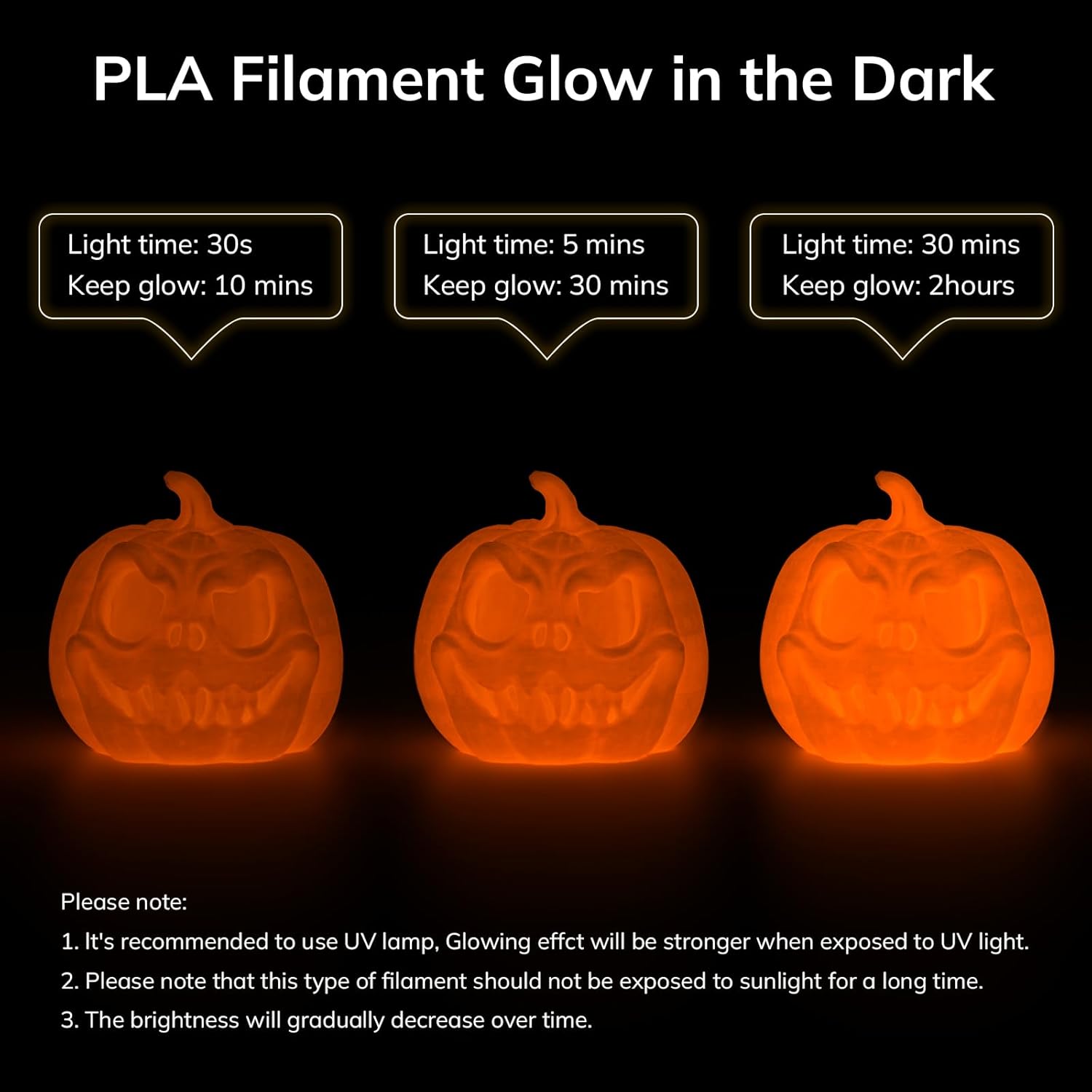 PLA Glow In the Dark Filament 1.75mm, Glow Orange 12kg