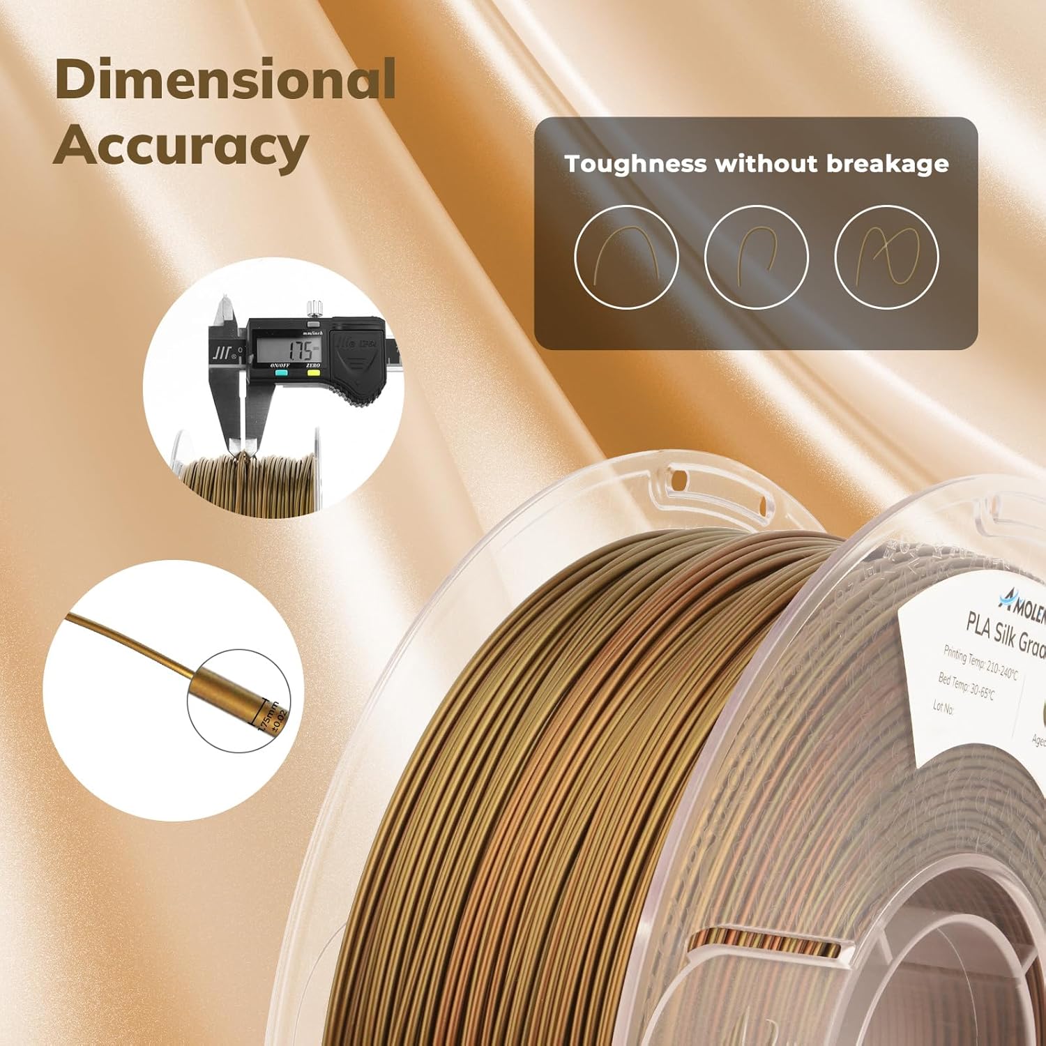 PLA Silk Basic 1.75mm, Aged Brass 12kg