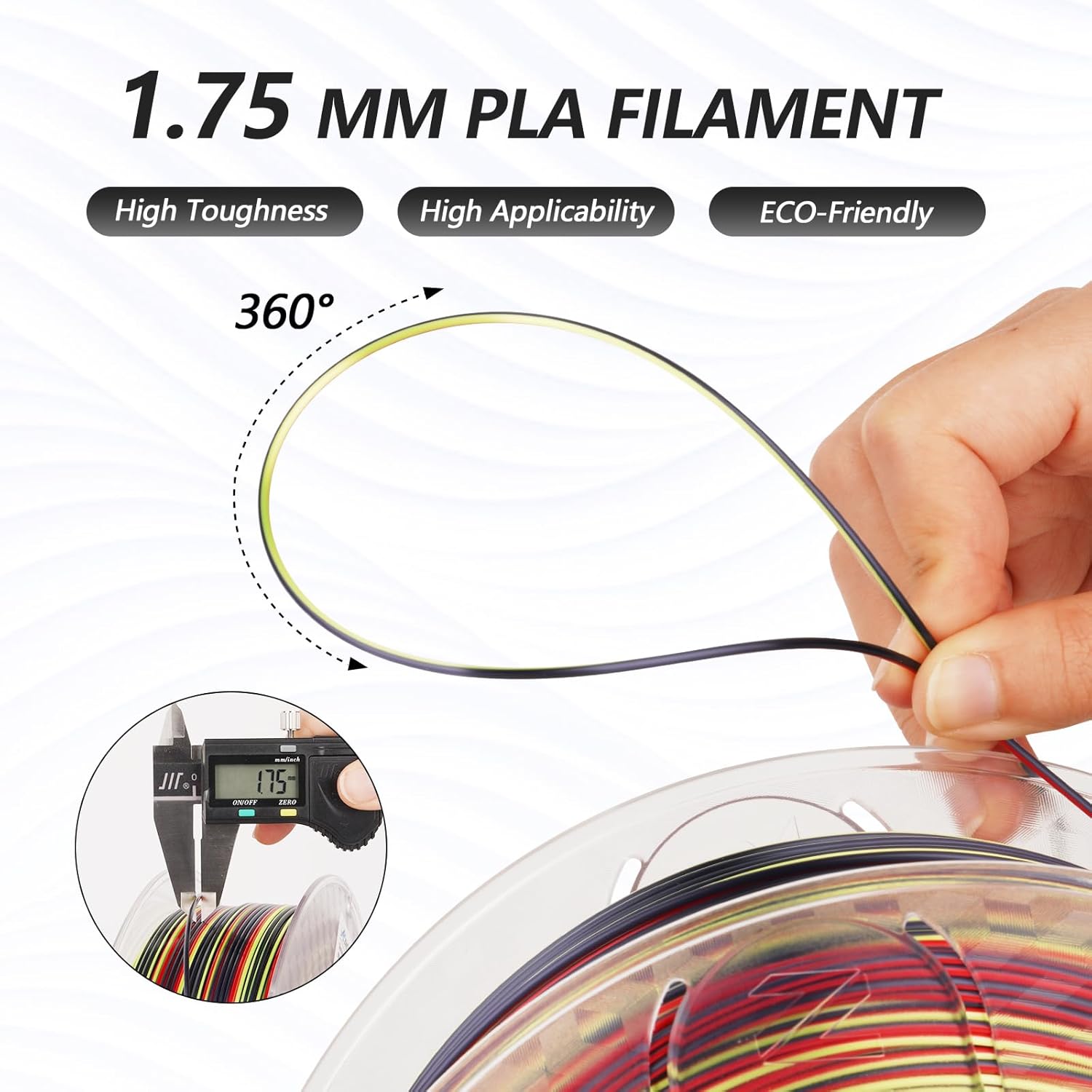 PLA Silk S-Series Filament 1.75 mm, Black Red Yellow Color 12kg