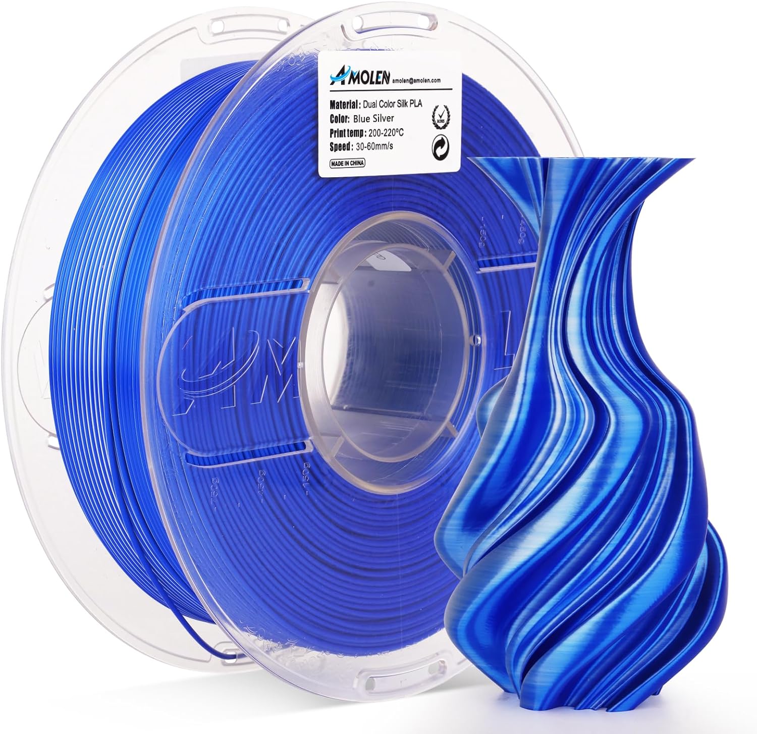 PLA Silk Dual Color Filament 1.75mm, 1KG/2.2LB