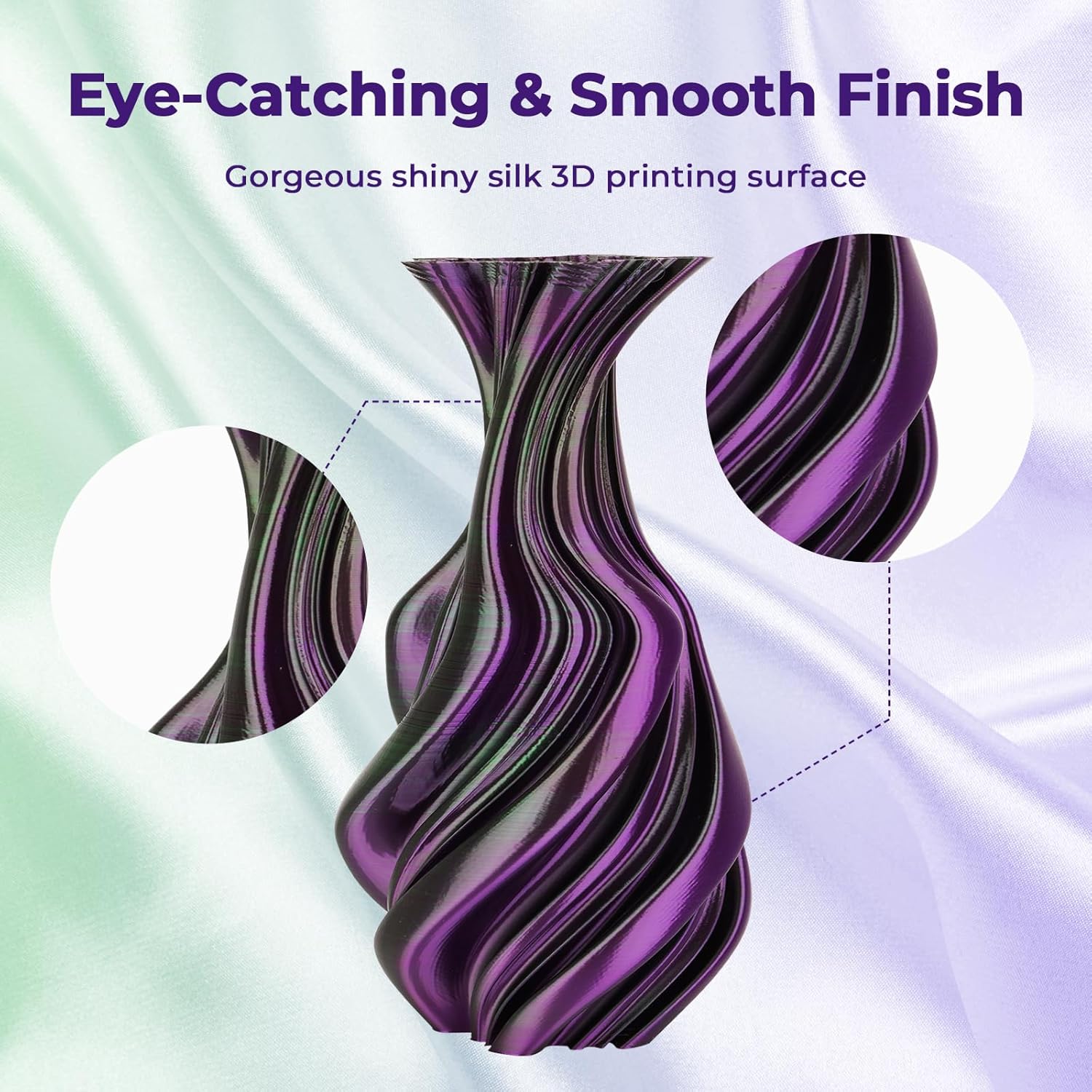 PLA Silk Dual Filament 1.75 mm,Purple Green 12KG