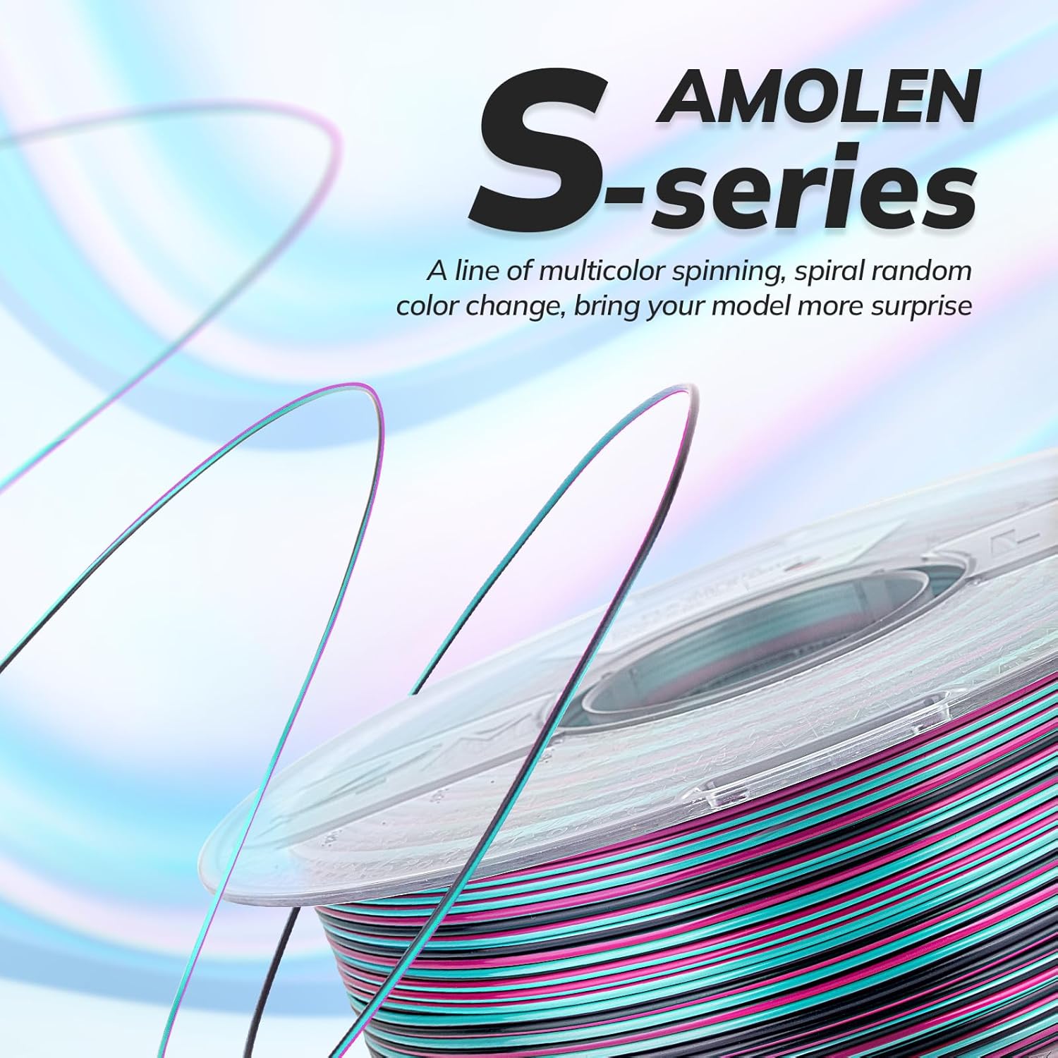 PLA Silk S-Series Filament 1.75 mm, Black Turquoise Magenta Color 12kg