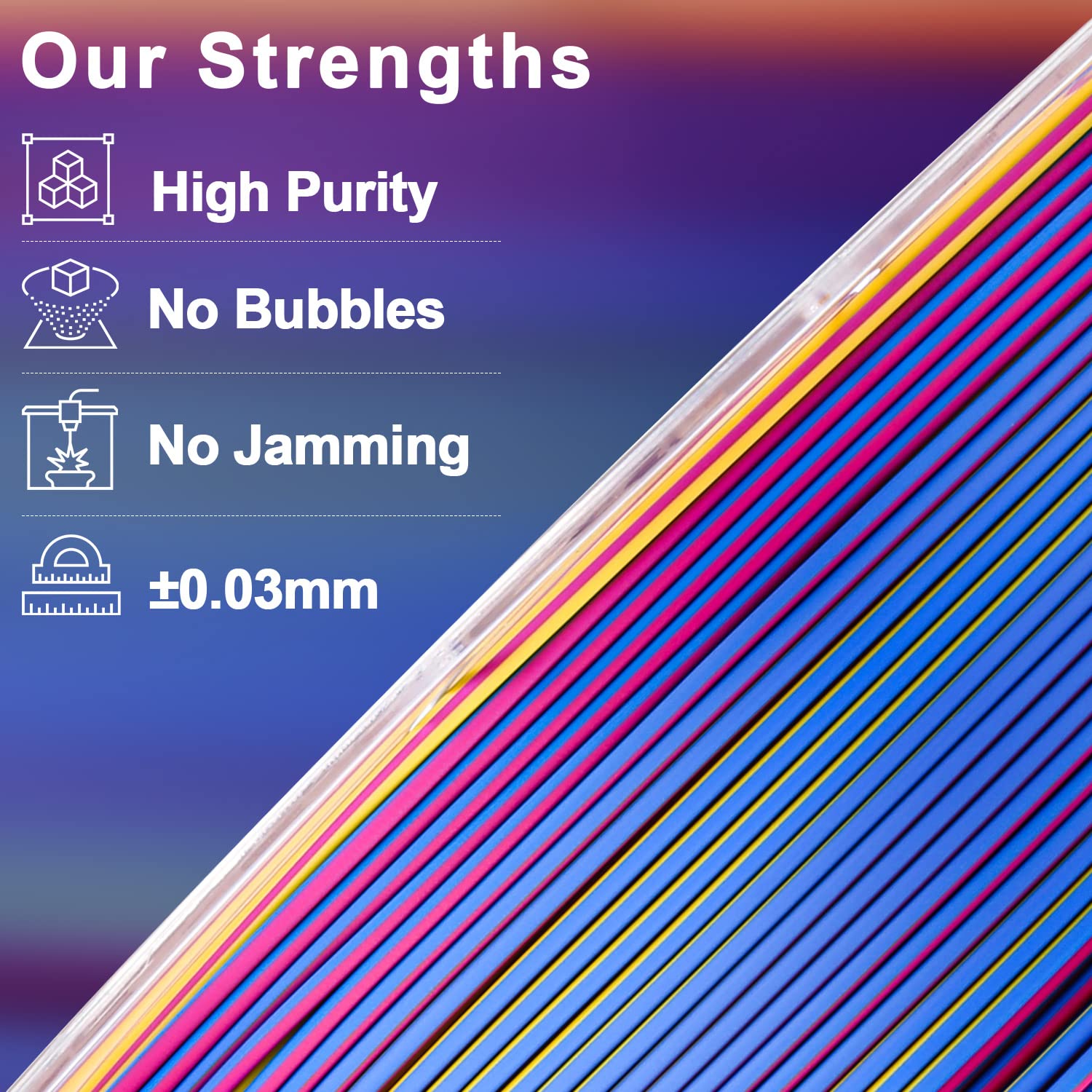 PLA Silk Triple Color Filament, 1.75mm, 1KG*12PCS