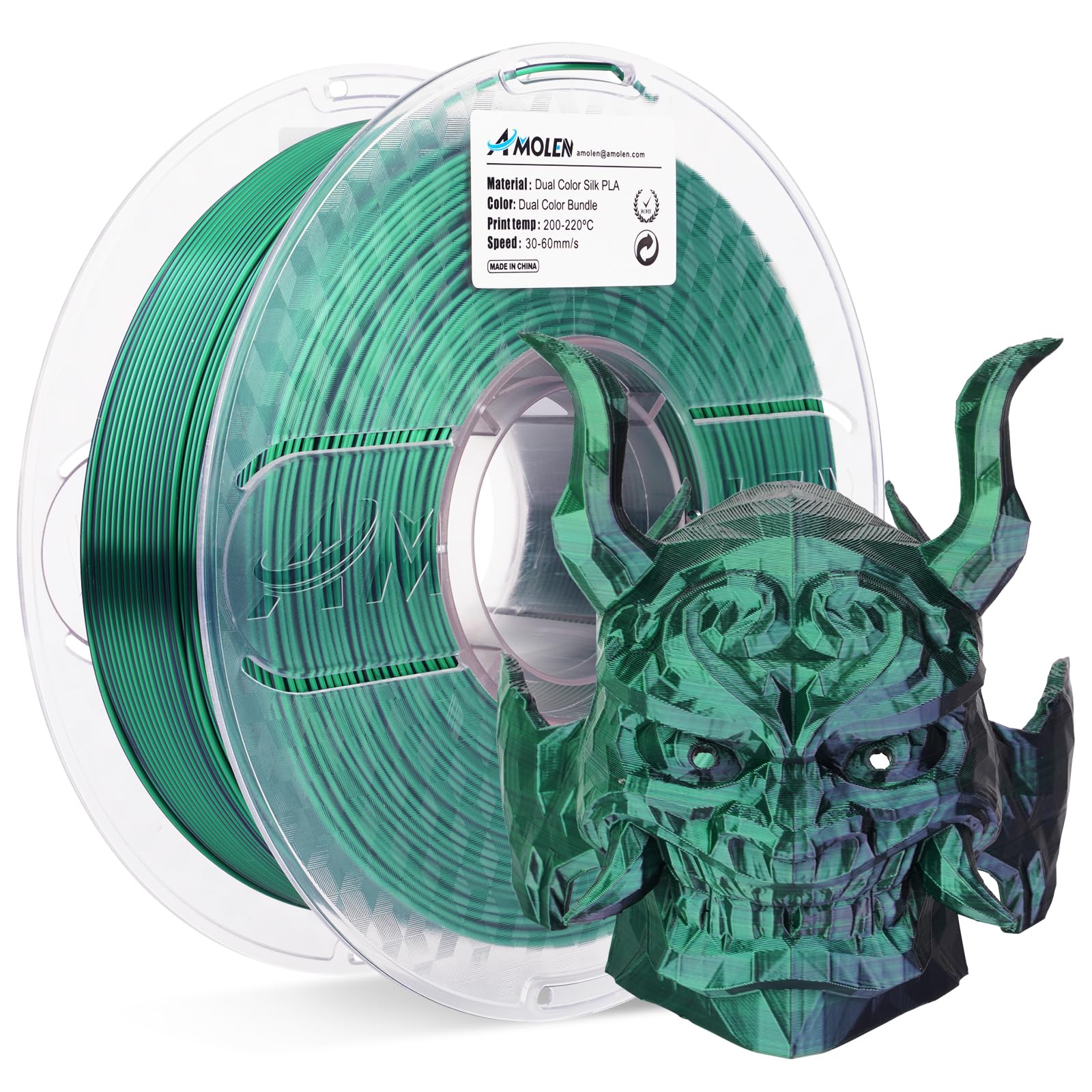PLA Silk Dual Color Filament 1.75mm, 1KG/2.2LB