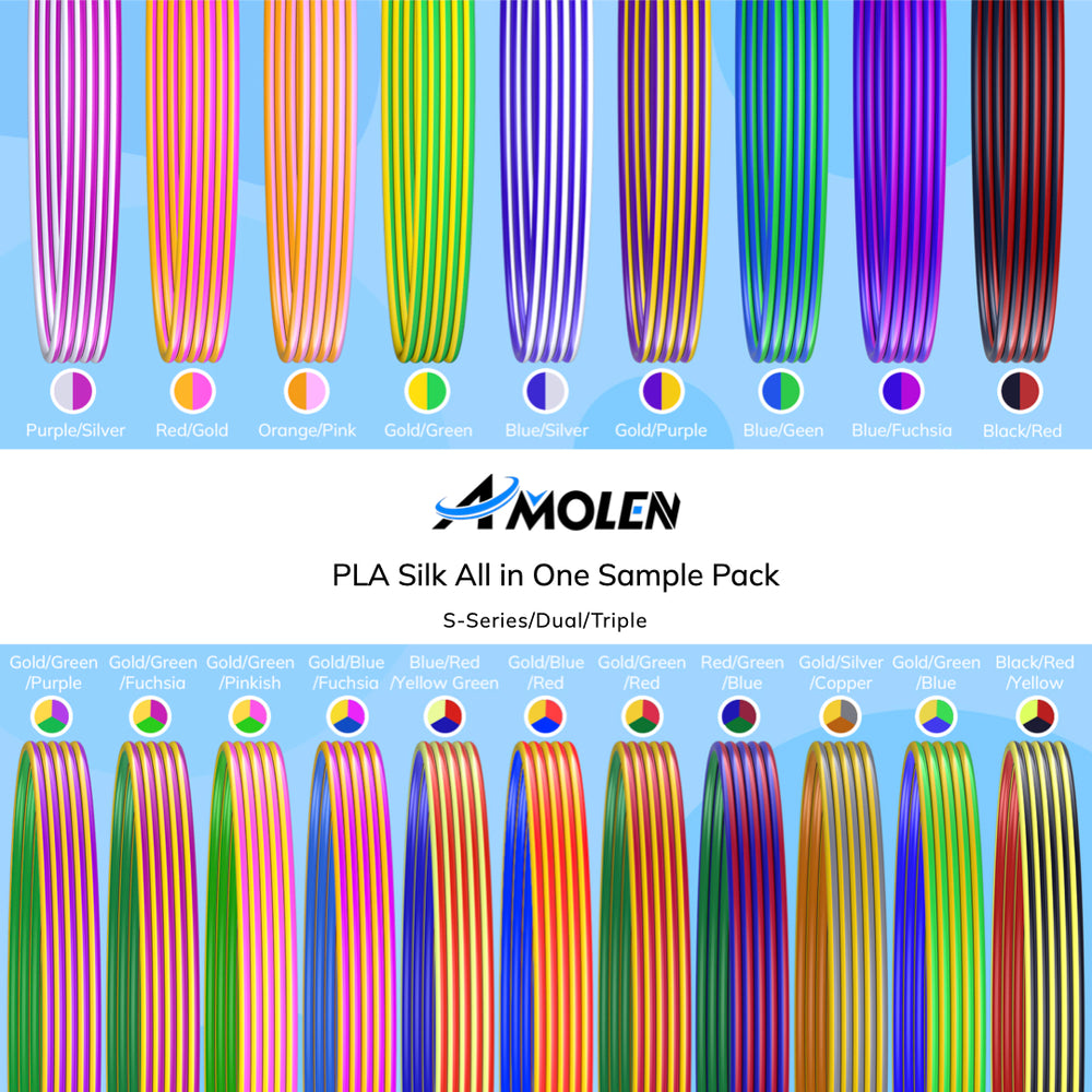 PLA-SILK-AIO | 3D Printing Silk Filament Sample Pack