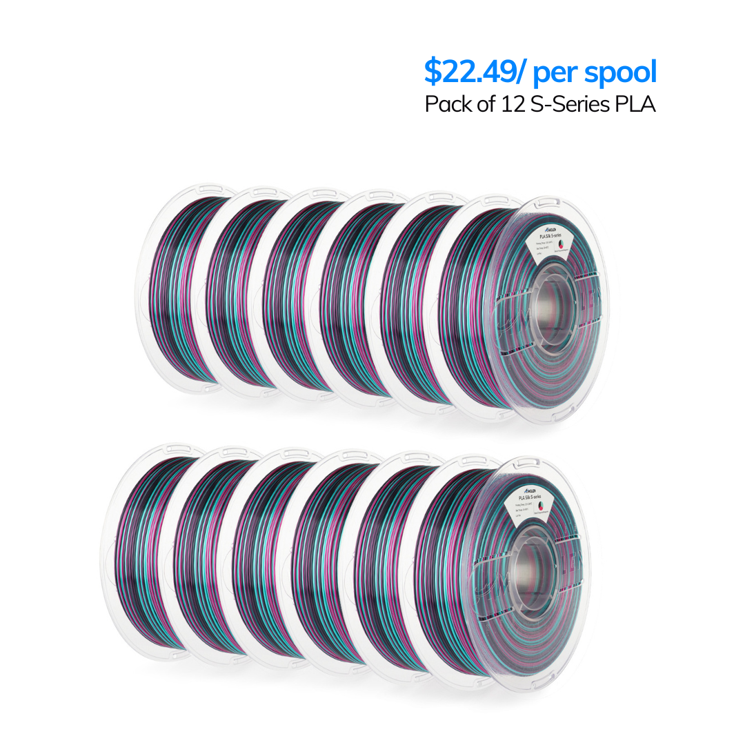 PLA Silk S-Series Filament 1.75 mm, Black Turquoise Magenta Color 12kg