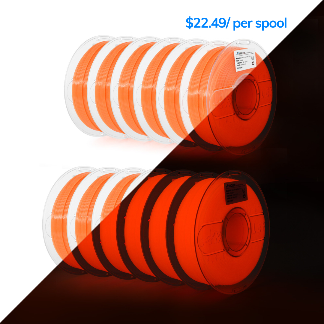 PLA Glow In the Dark Filament 1.75mm, Glow Orange 12kg
