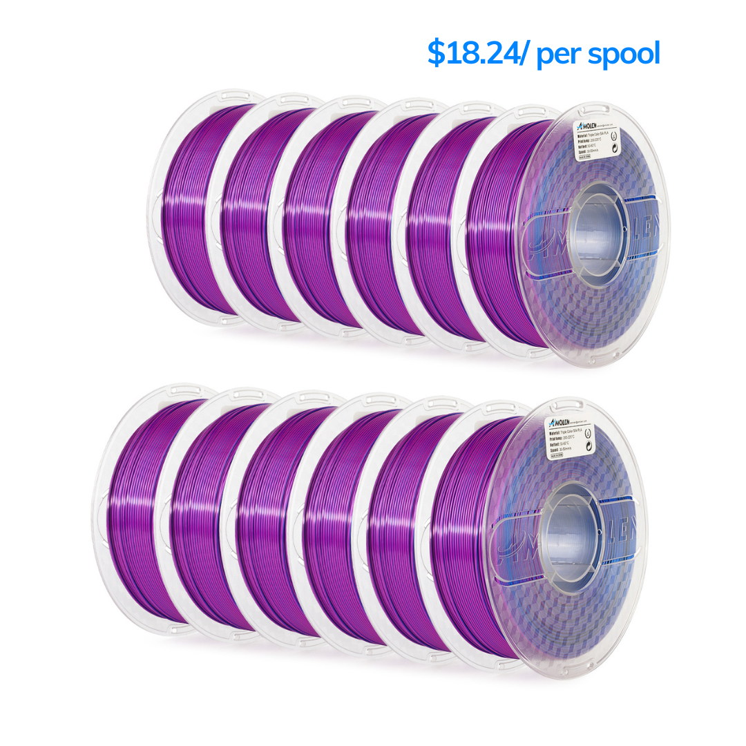 PLA Silk Triple Filament 1.75 mm,Black Blue Purple 12KG
