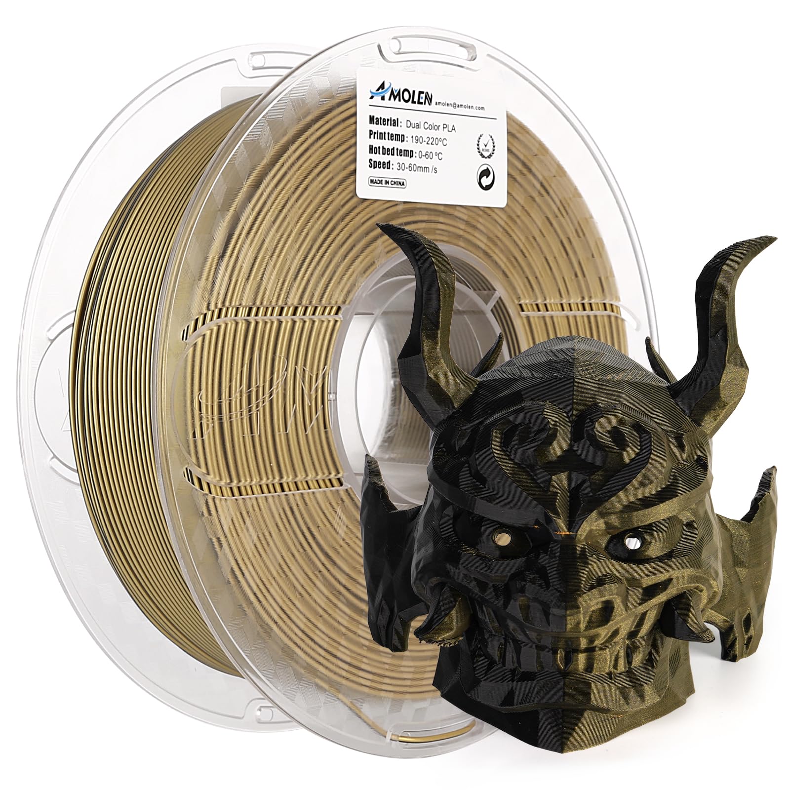 PLA Silk Dual Color Filament 1.75mm, 1KG/2.2LB