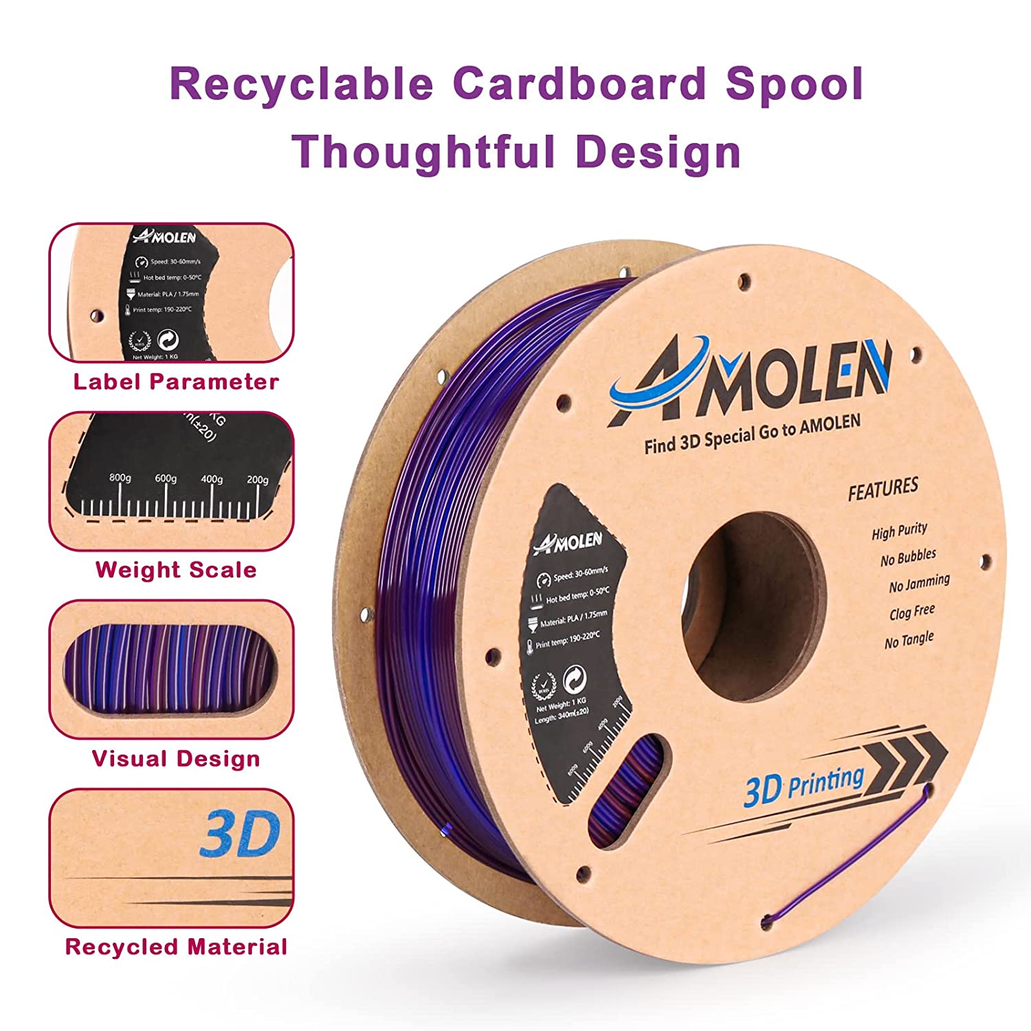 3d printer filament、3d printing filament、3d printer filament types、best 3d printer filament3d printer filament types、3d printer filament near me、strongest 3d printer filament、Transparent Gradient PLA Filament