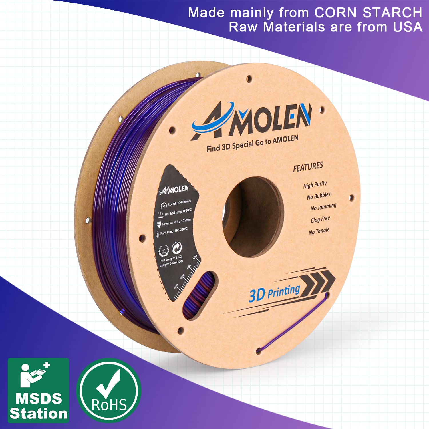 3d printer filament、3d printing filament、3d printer filament types、best 3d printer filament3d printer filament types、3d printer filament near me、strongest 3d printer filament、Transparent Gradient PLA Filament