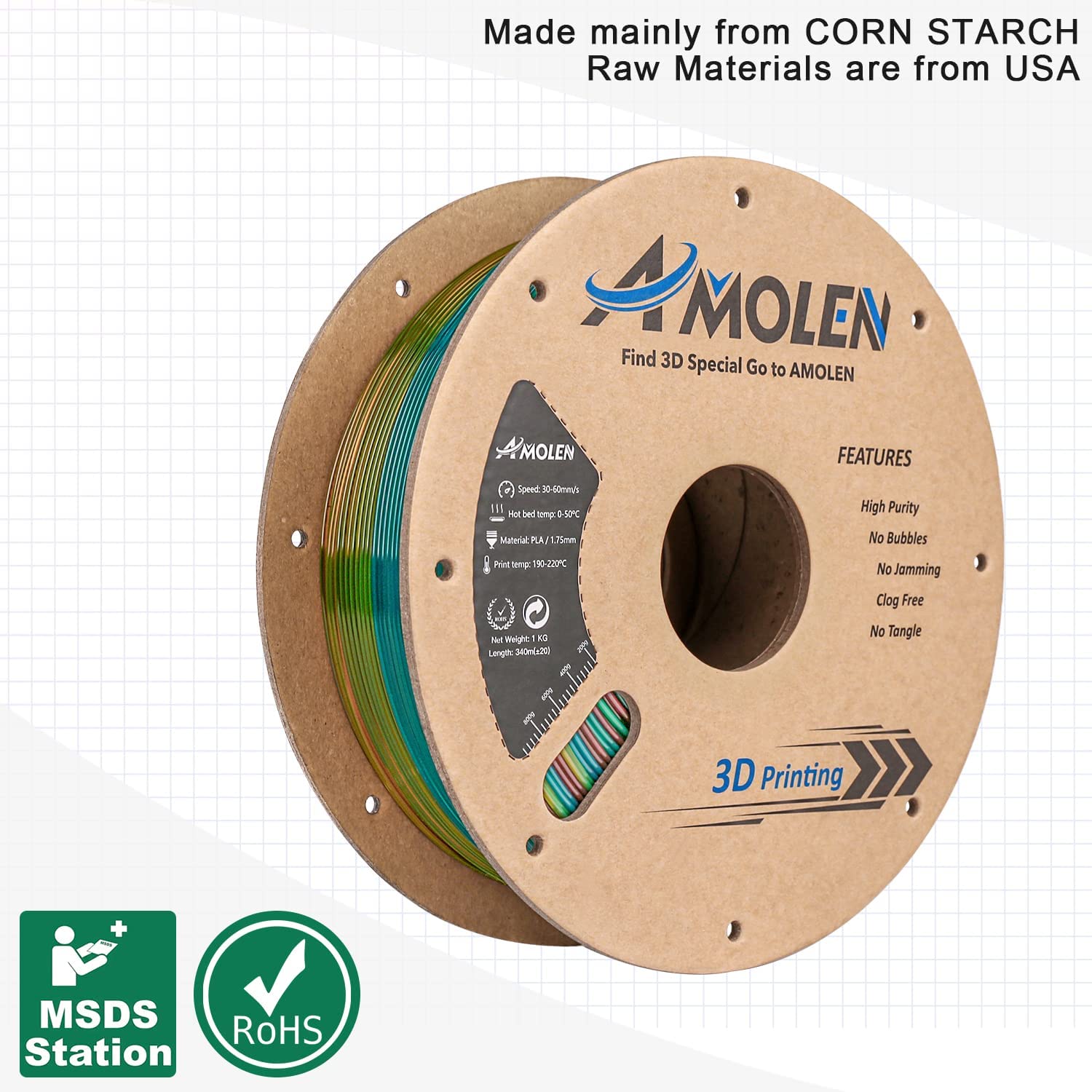 transparent gradient pla filament、3d printer filament、3d printing filament